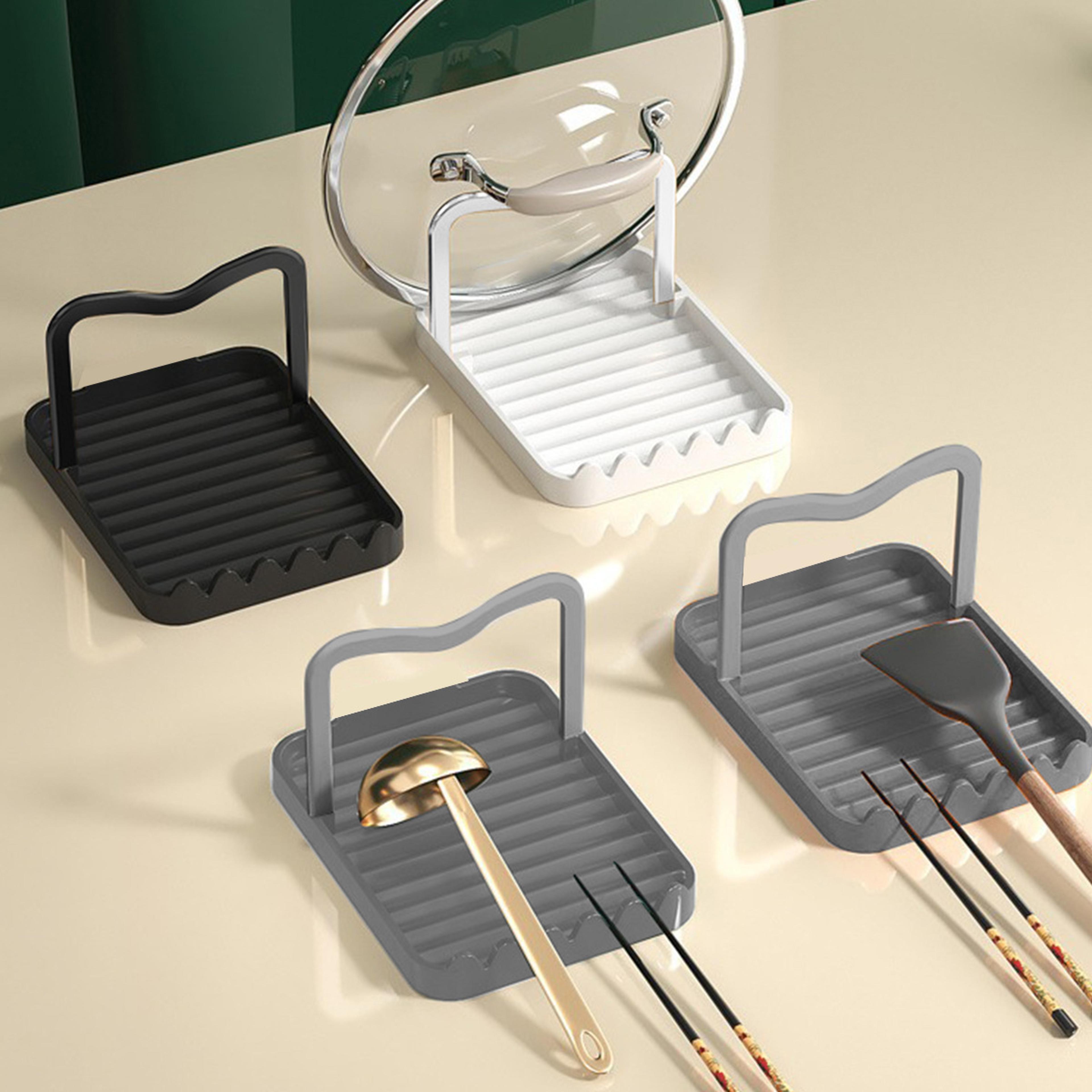 multifunctional pot lid holder, kitchen pot lid storage rack, heat resistant spoon shovel holder, anti-slip cook tool