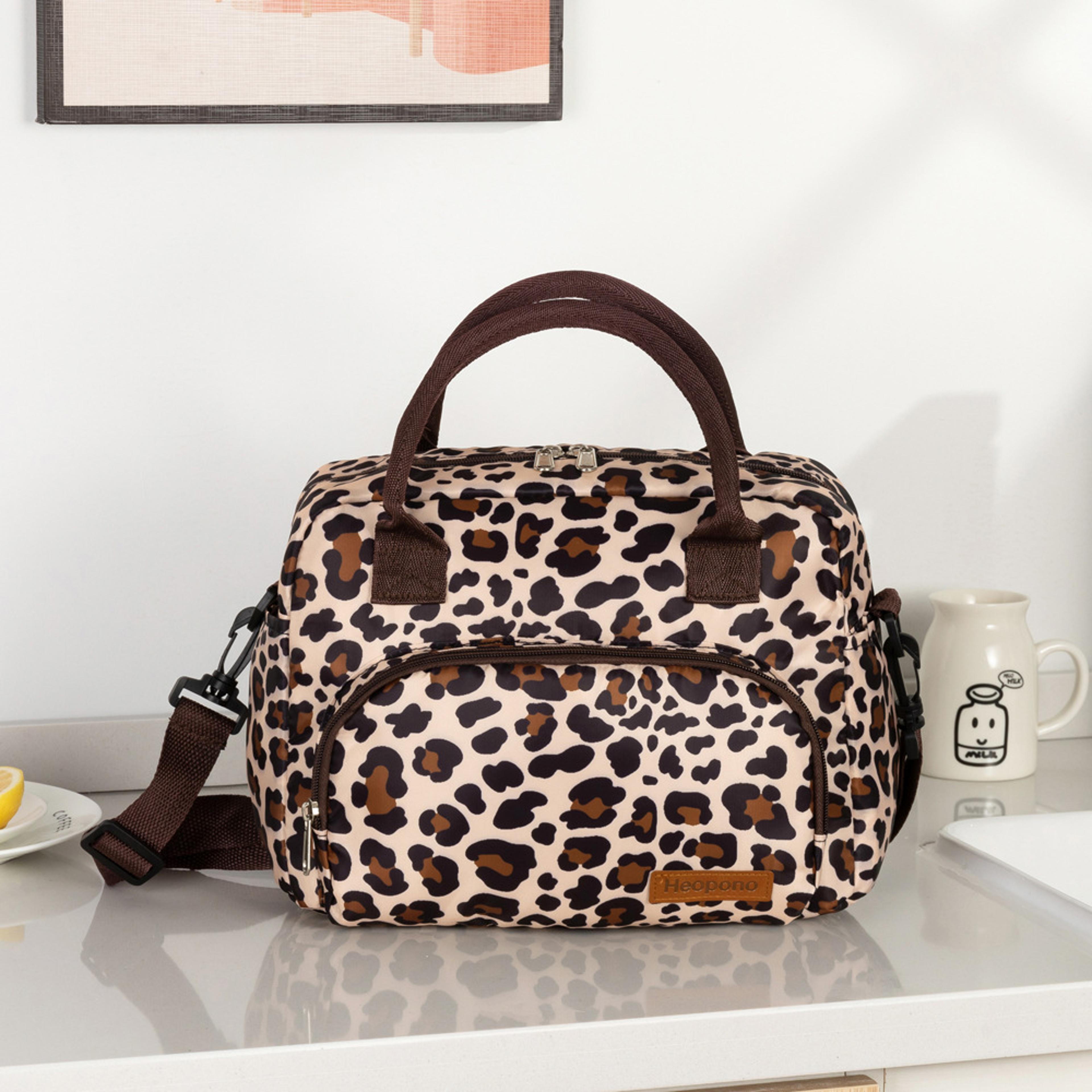 American Modern Minimalist HandHeld Mommy Ice Pack Large Capacity Leopard Print Oxford Cloth Crossb 0
