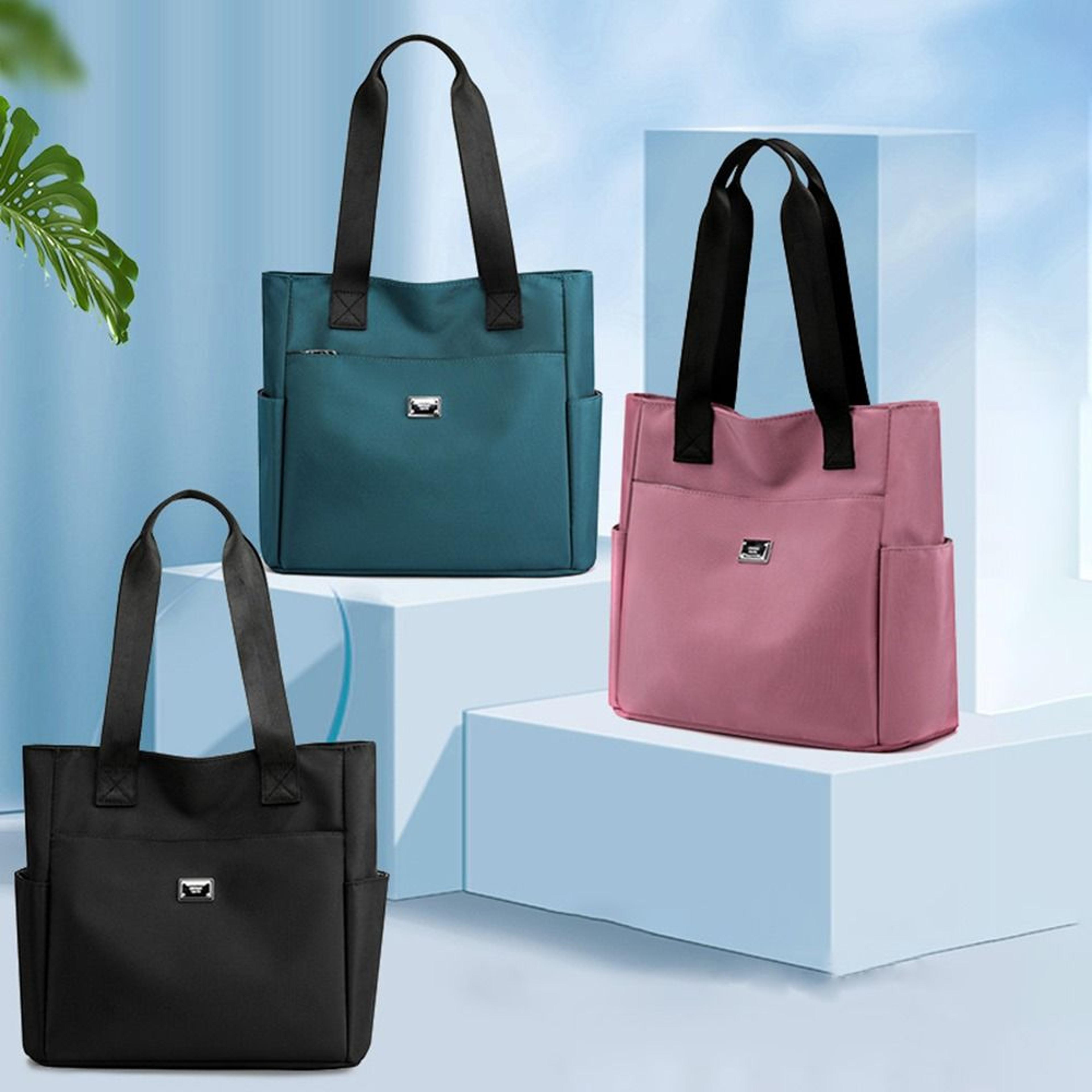 lightweight nylon tote bag, waterproof handbag with large capacity for school and travel