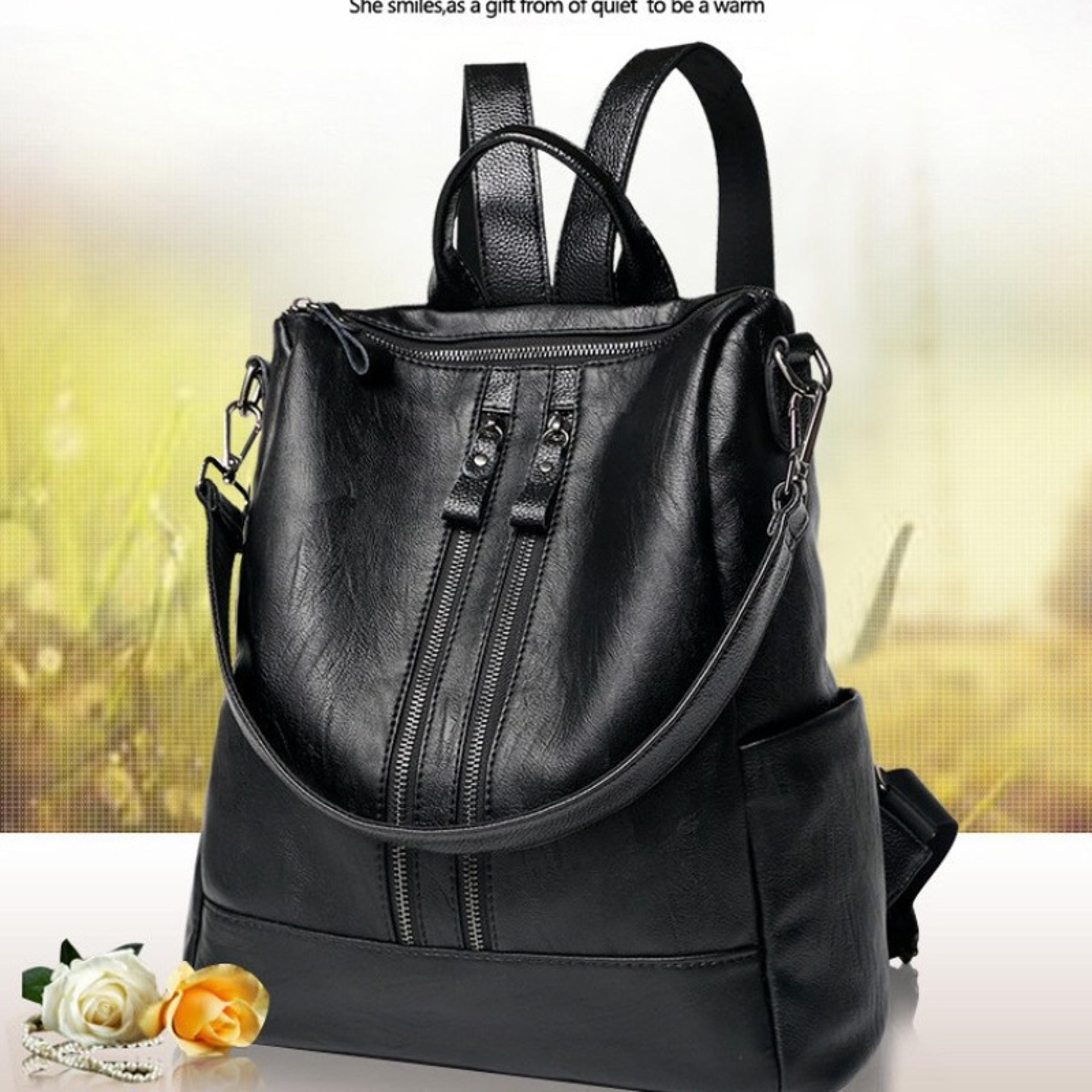 new women's backpack, trendy casual fashion, multifunctional soft leather bag for autumn and winter