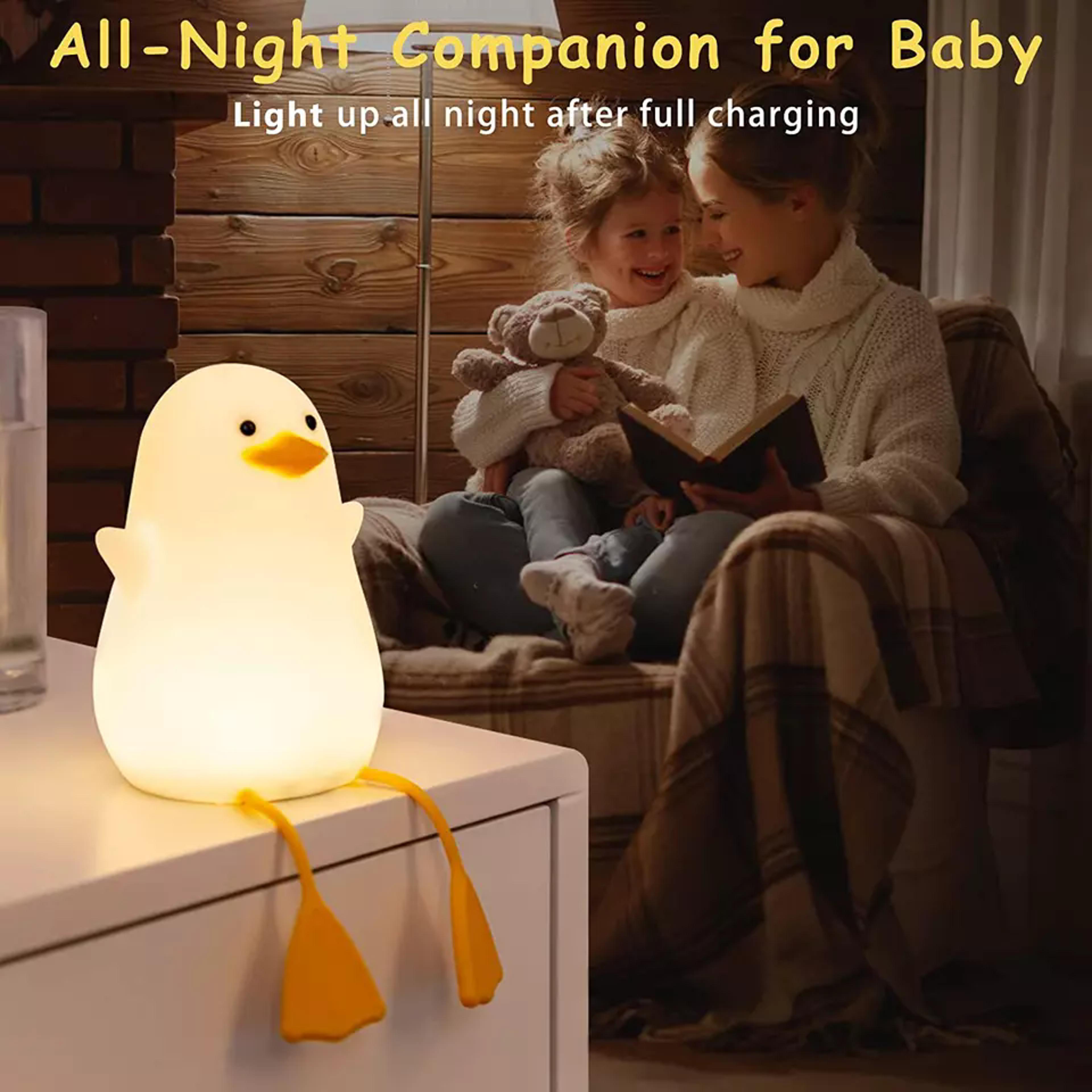 Fun Duck Silicone Night Light Atmosphere Light For Childrens Bedroom USB Powered 3