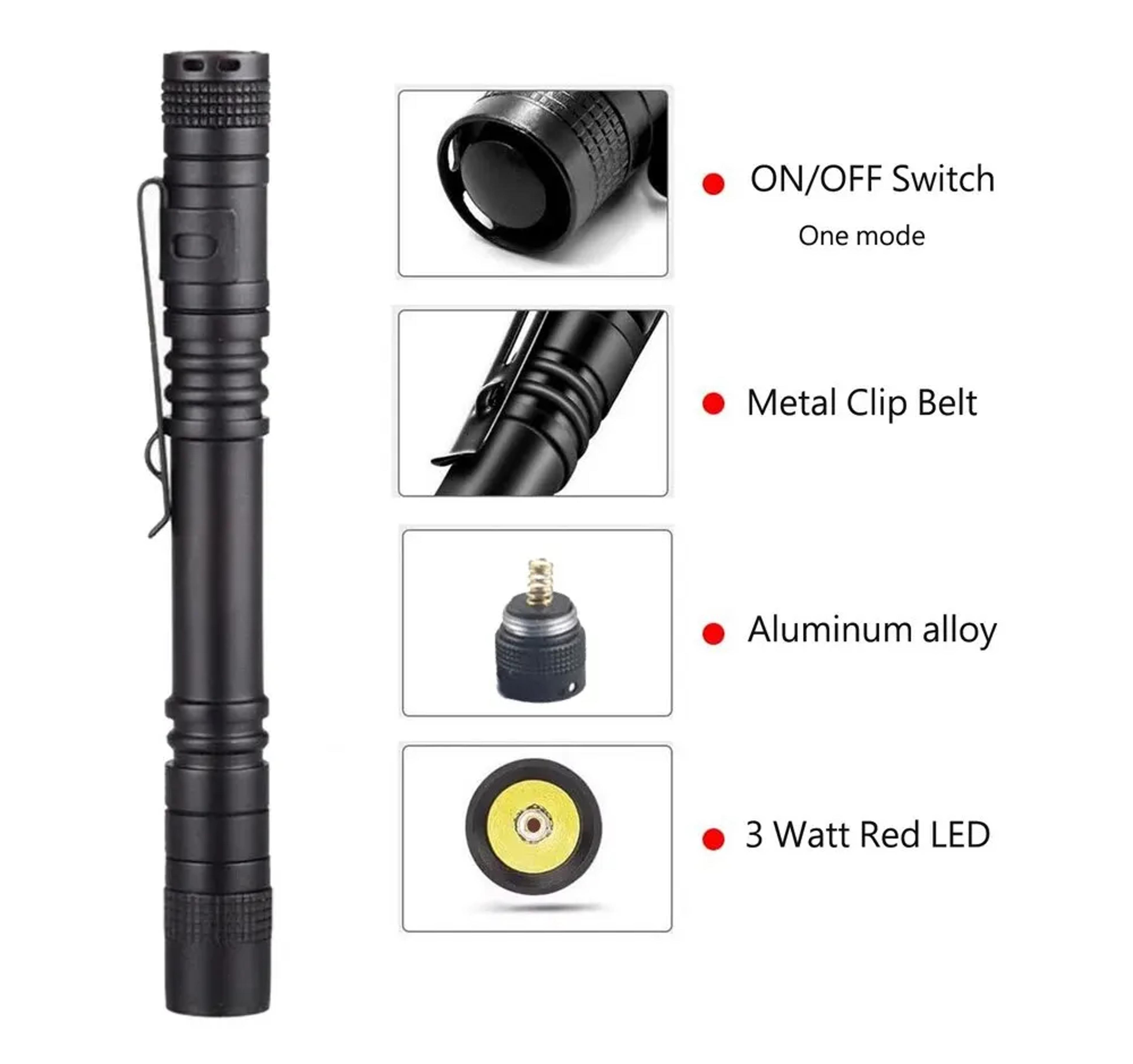 One Mode Red Light Flashlight For Camping Hiking Animal Protection Beekeeping Detecting 3