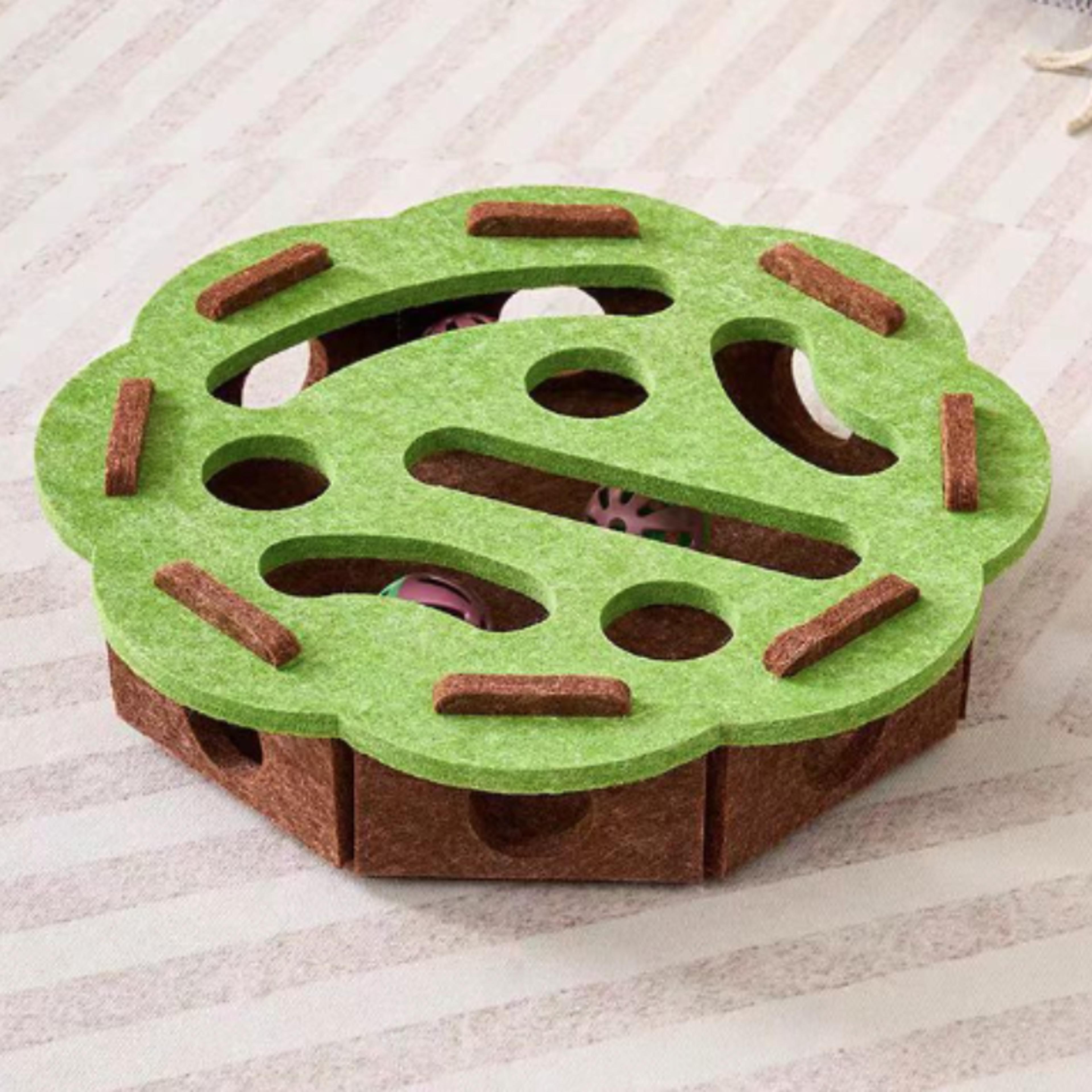 Interactive Cat Puzzle Toy Felt Cat Play Box With Bell Ball 5