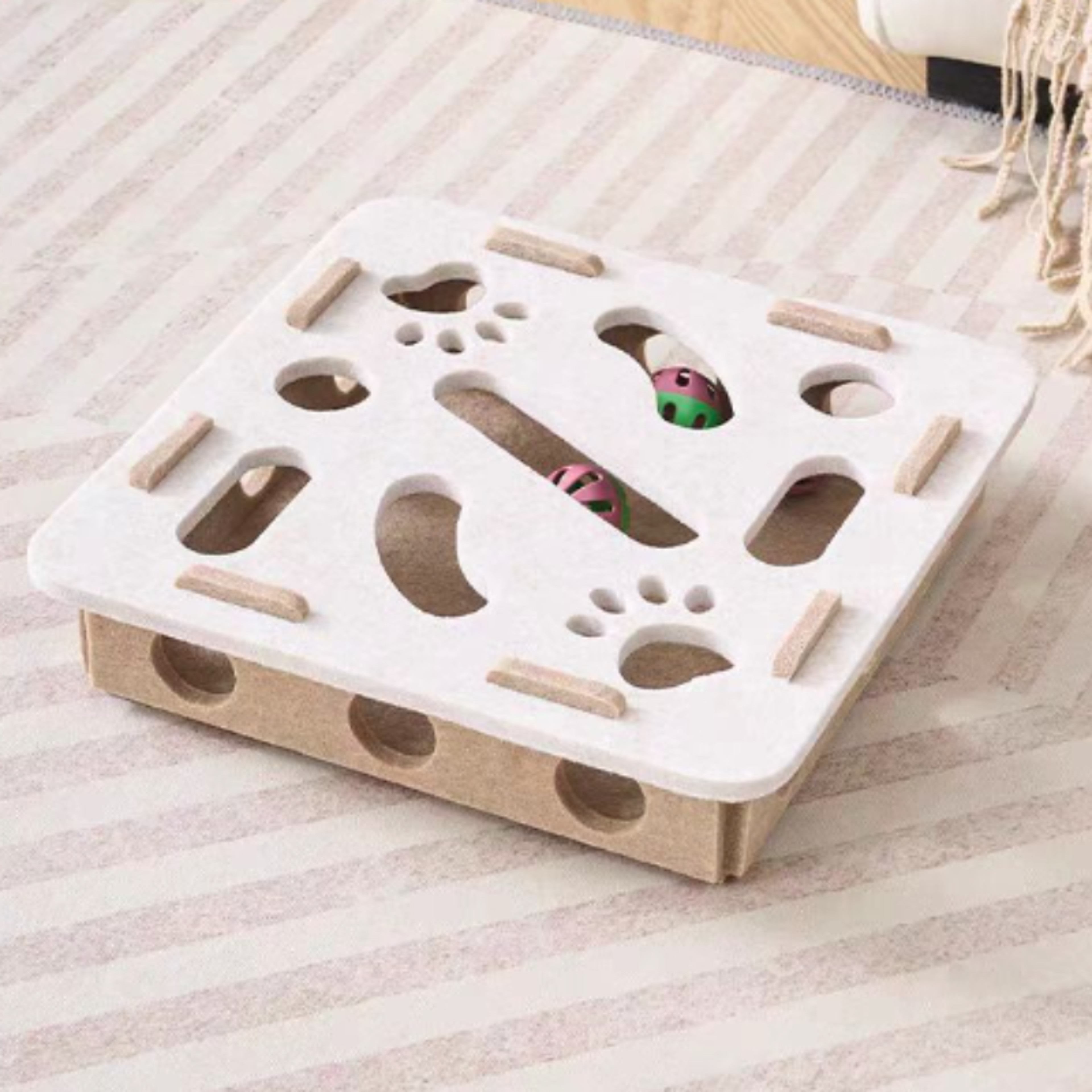 Interactive Cat Puzzle Toy Felt Cat Play Box With Bell Ball 8