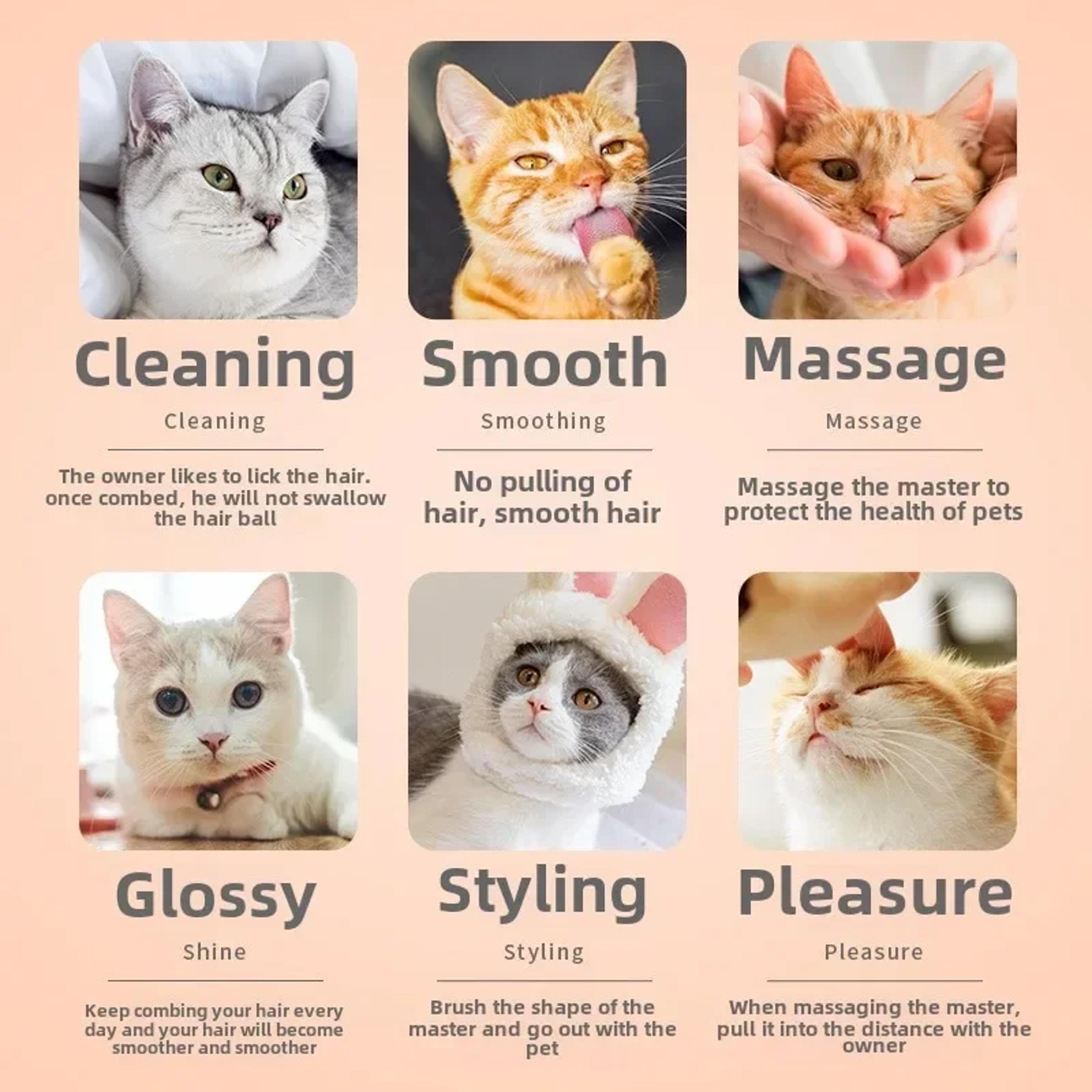 Premium Pet Grooming Brush For Cats  Dogs NonSlip Hair Removal Comb 3