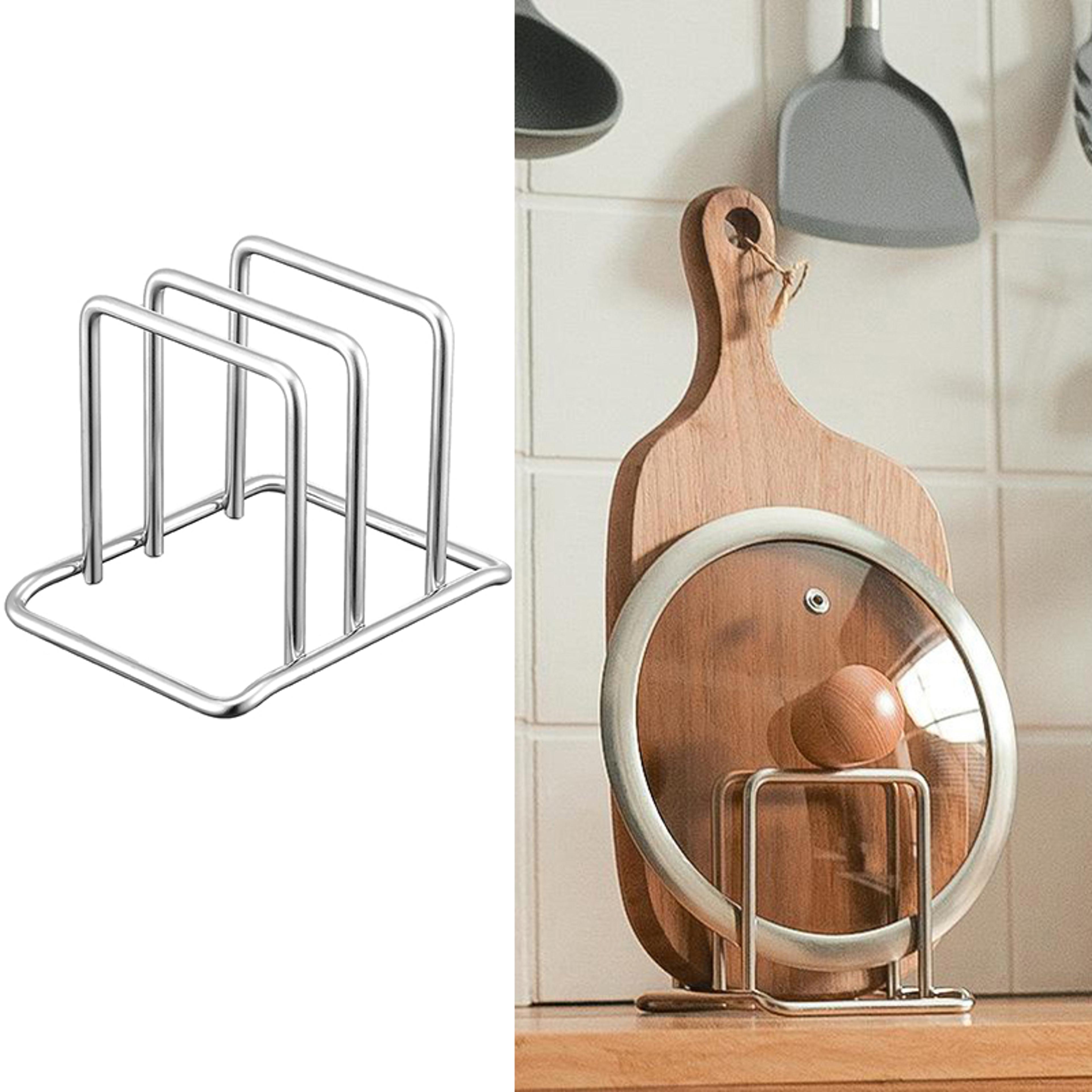 stainless steel cutting board holder, kitchen storage & organizer rack for chopping boards