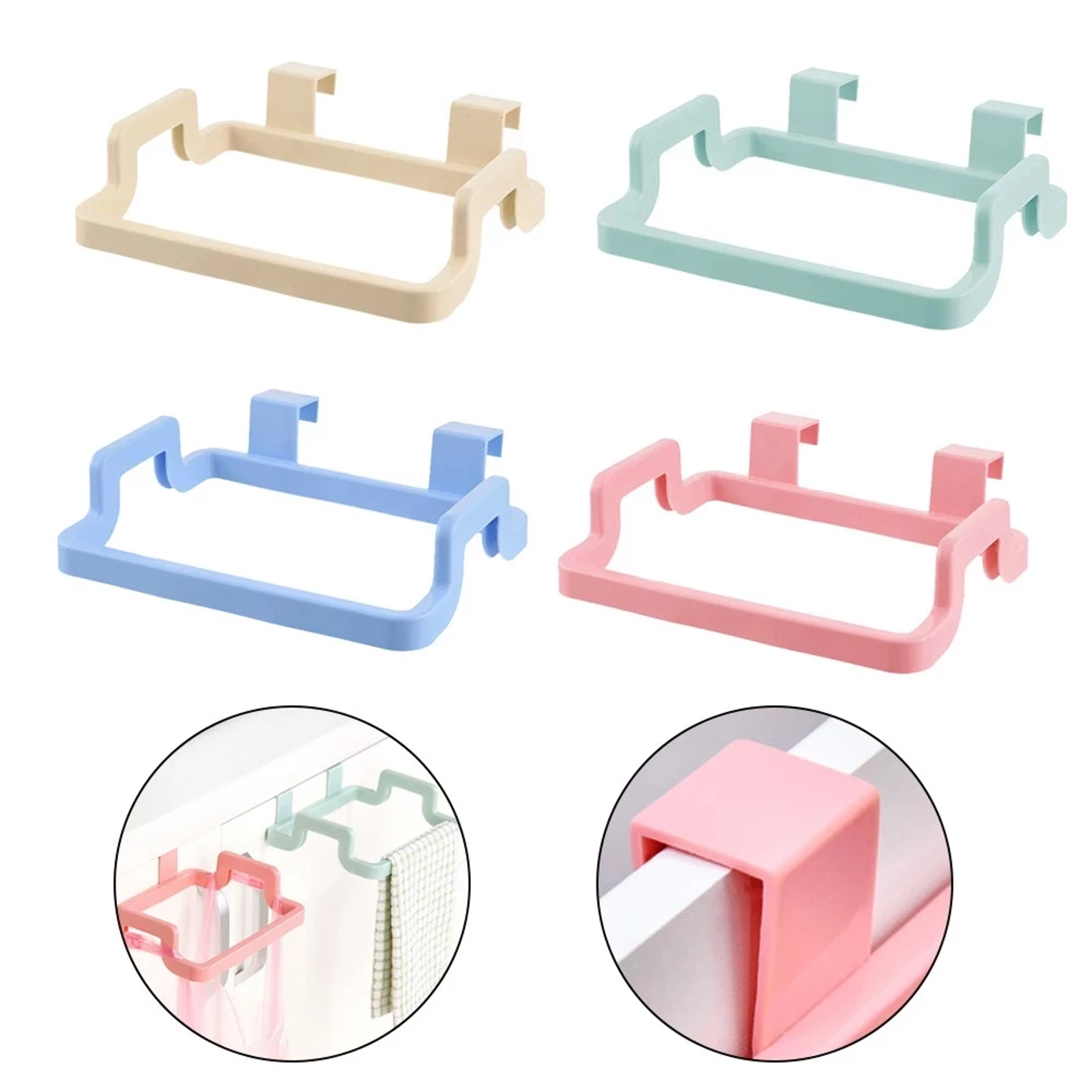 Plastic Door Back Garbage Bag Rack Kitchen Cabinet Hanger SpaceSaving Storage Hook For Bags Cloth   0