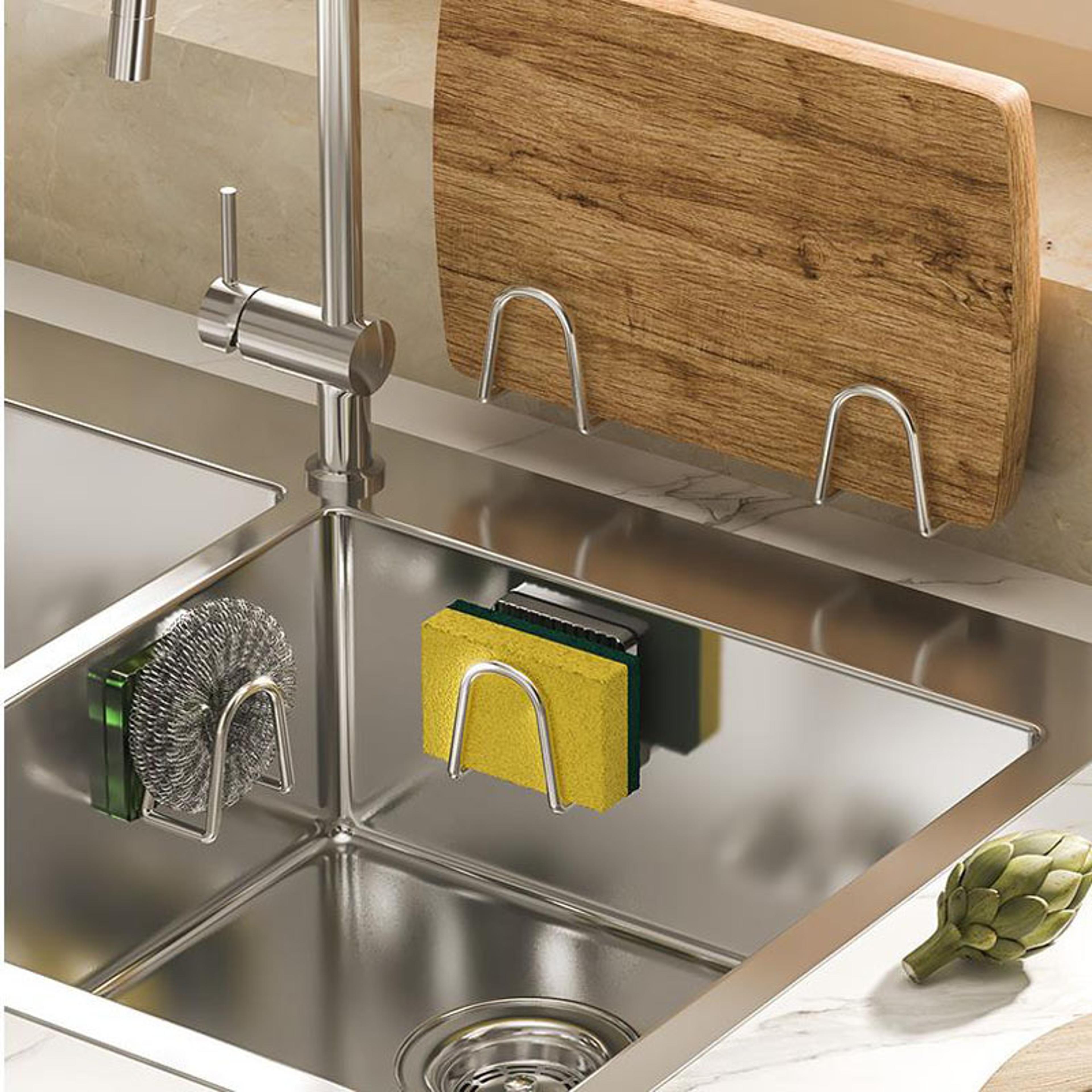 Adhesive Sink Caddy Organizer Rack Stylish Acrylic Storage Hook For Sponges Brushes  Chopping Board 2