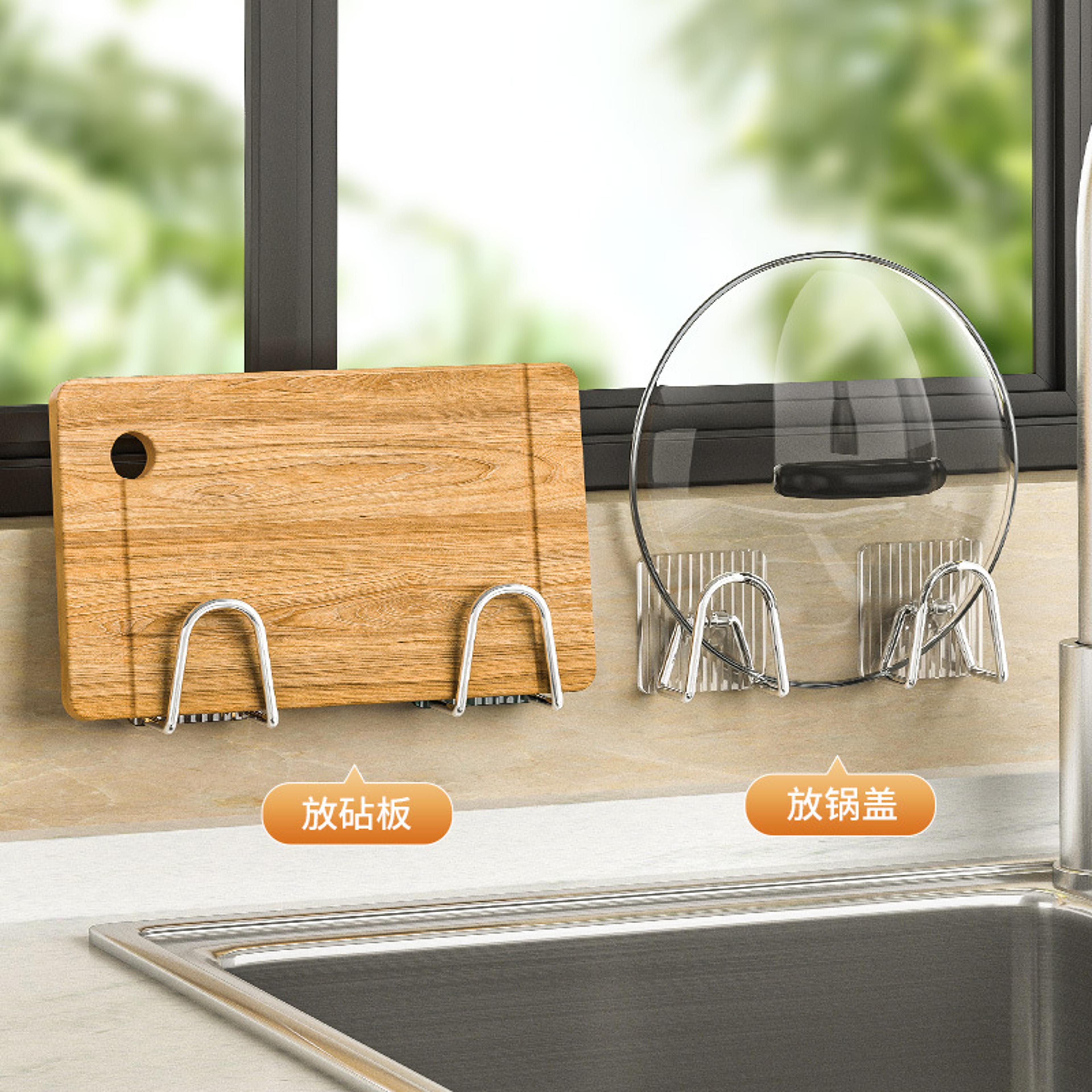 Adhesive Sink Caddy Organizer Rack Stylish Acrylic Storage Hook For Sponges Brushes  Chopping Board 4