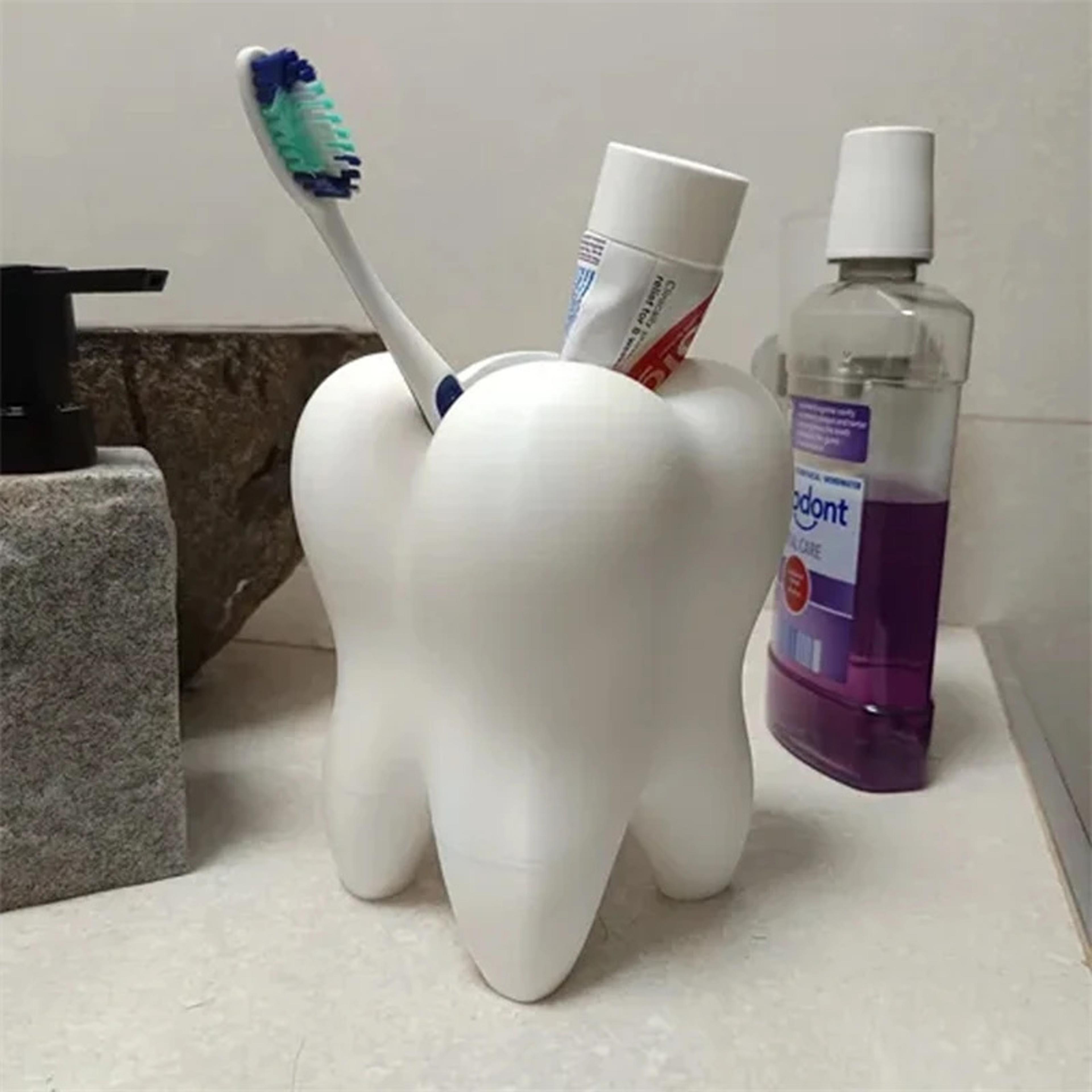 3D Printed Tooth Shaped Organizer Holder For Toothbrush Makeup And Pens Unique Bathroom  Desktop St 3