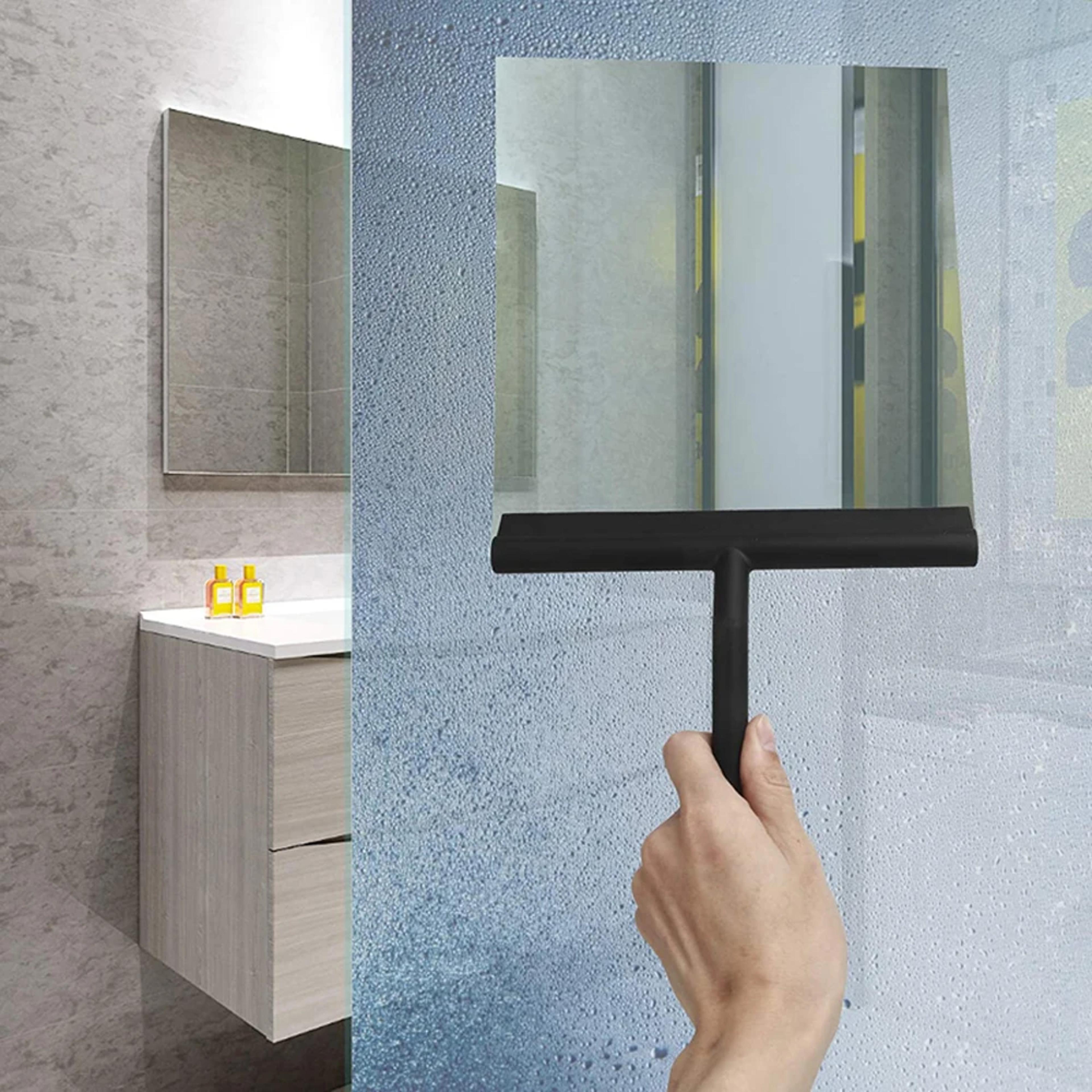 Shower Squeegee For Glass Door Bathroom Mirror  Wall Scraper Cleaner With Silicone Holder 1