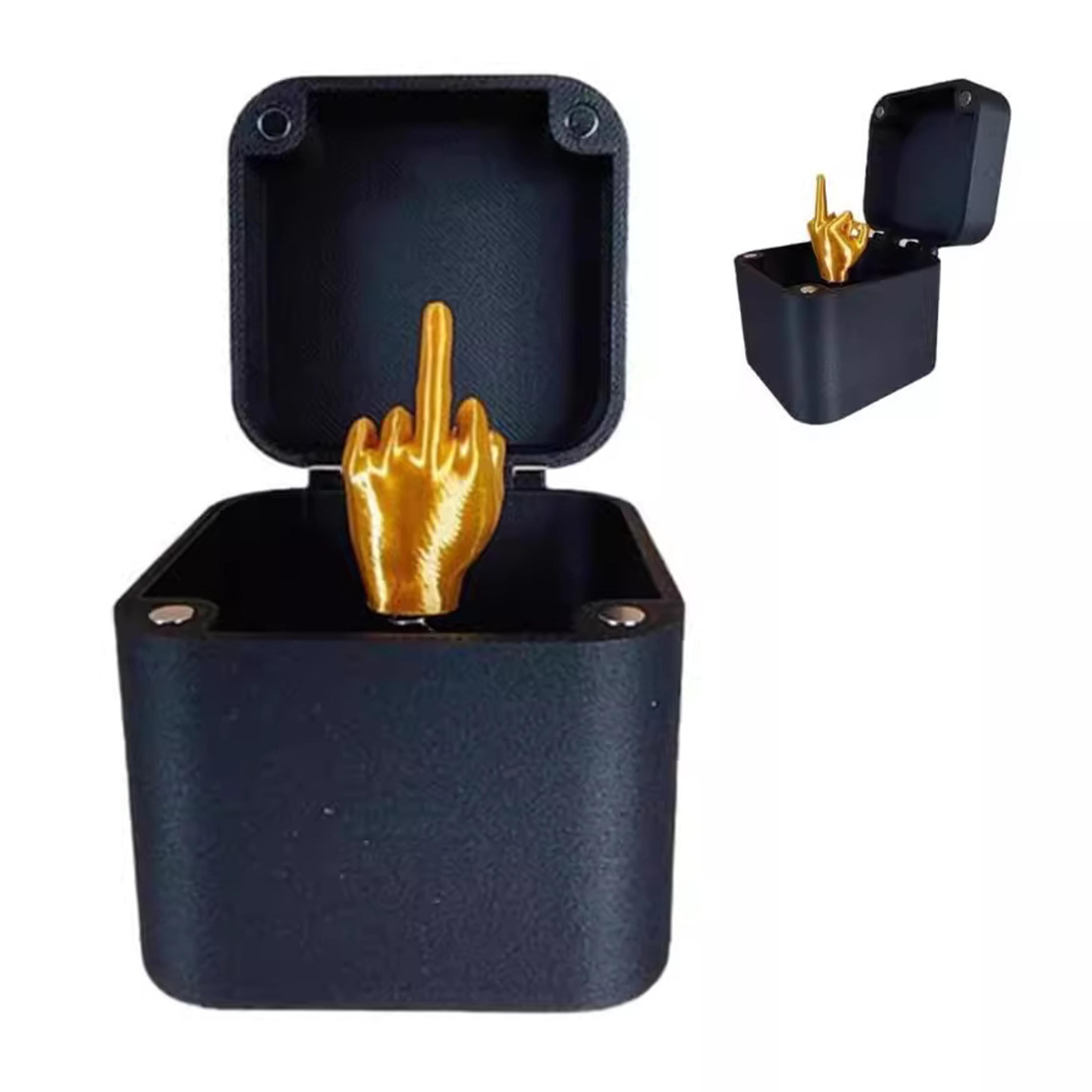 jumping middle finger prank gift box, funny surprise trick toy for parties