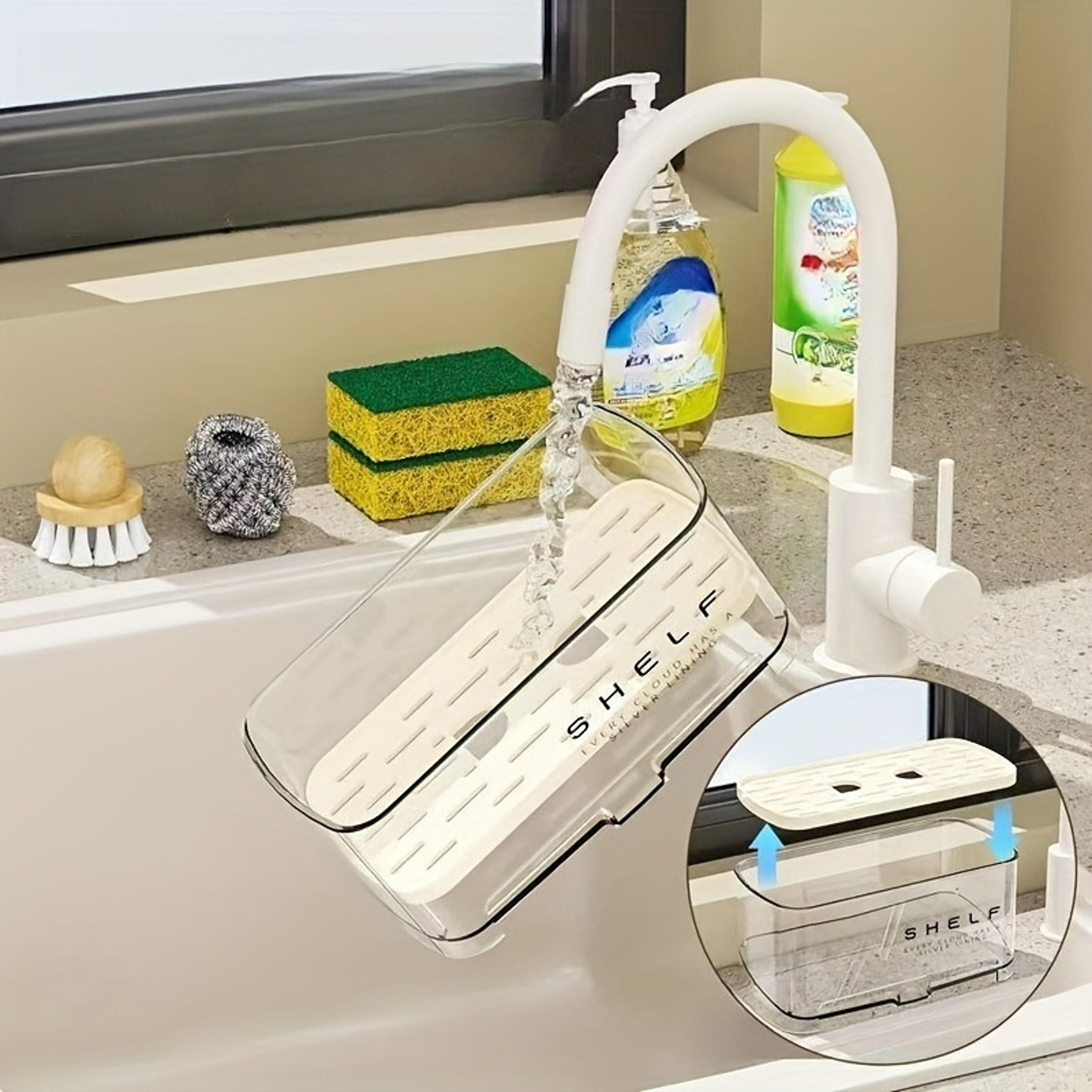 MultiPurpose Sink Organizer With Drain Rack Efficient Countertop Storage For Sponges Soap  Rags 1