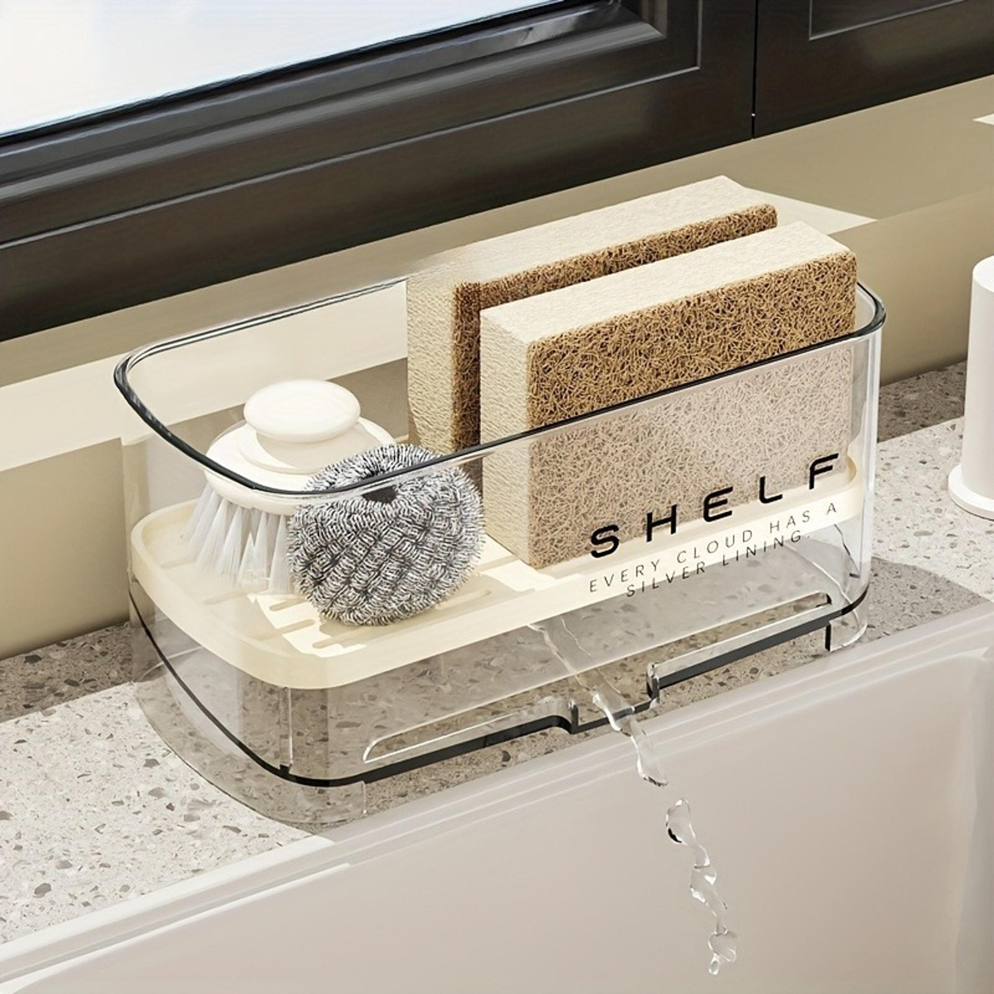 MultiPurpose Sink Organizer With Drain Rack Efficient Countertop Storage For Sponges Soap  Rags 3