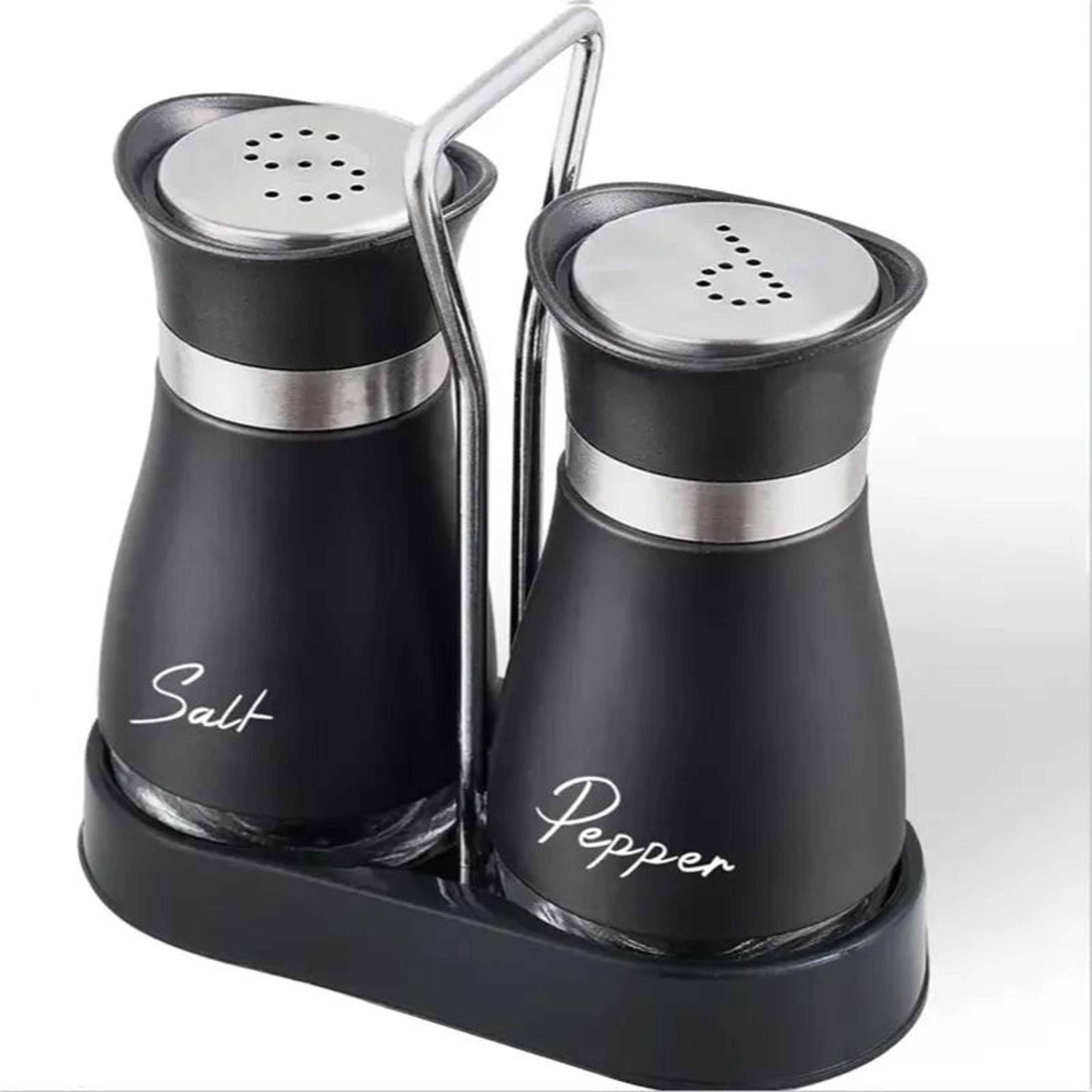 Adjustable Salt  Pepper Shakers Set Refillable Glass Spice Bottles With Shelf Organizer Includes Po 8