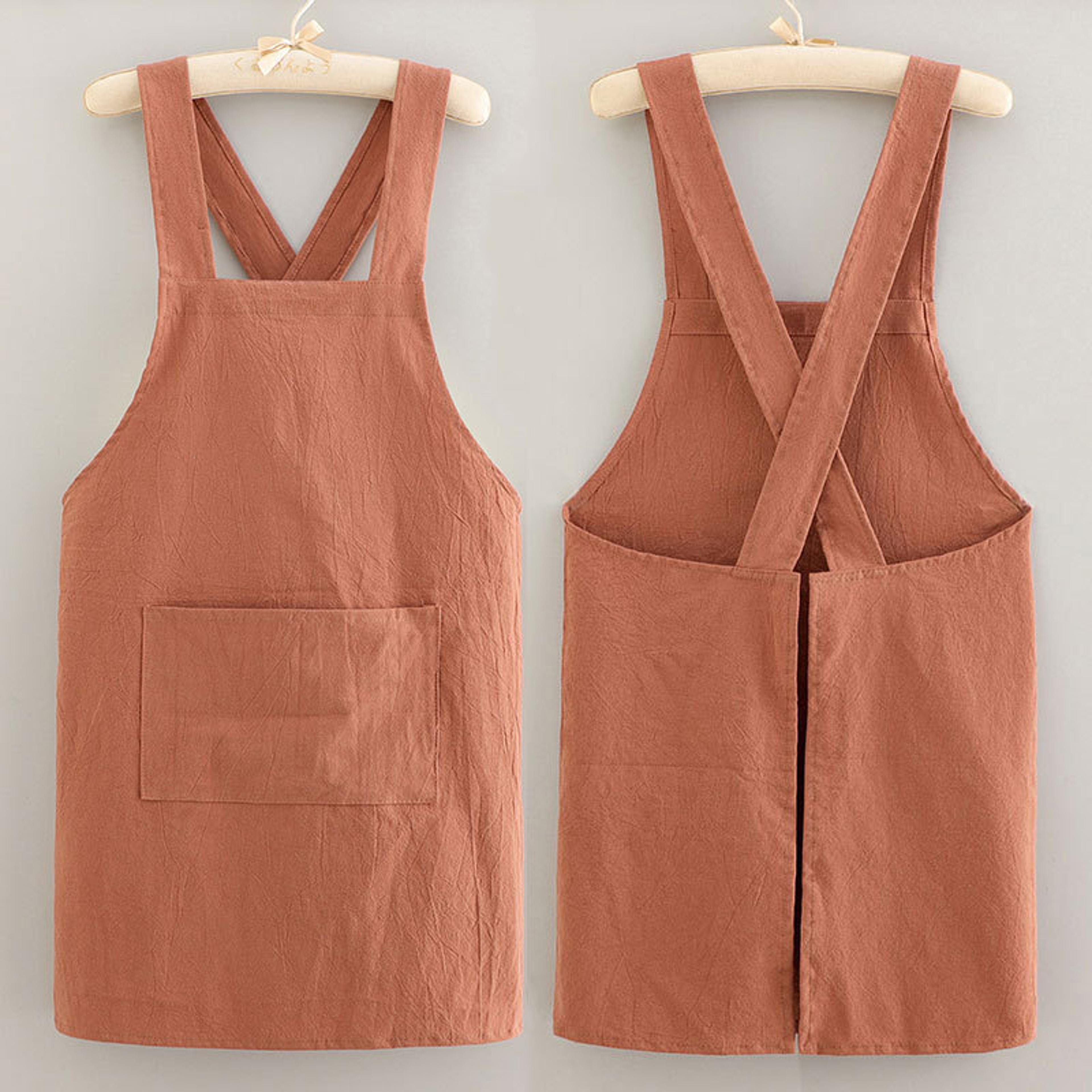 cotton kitchen apron, breathable & soft protective cover for cooking, housework & catering