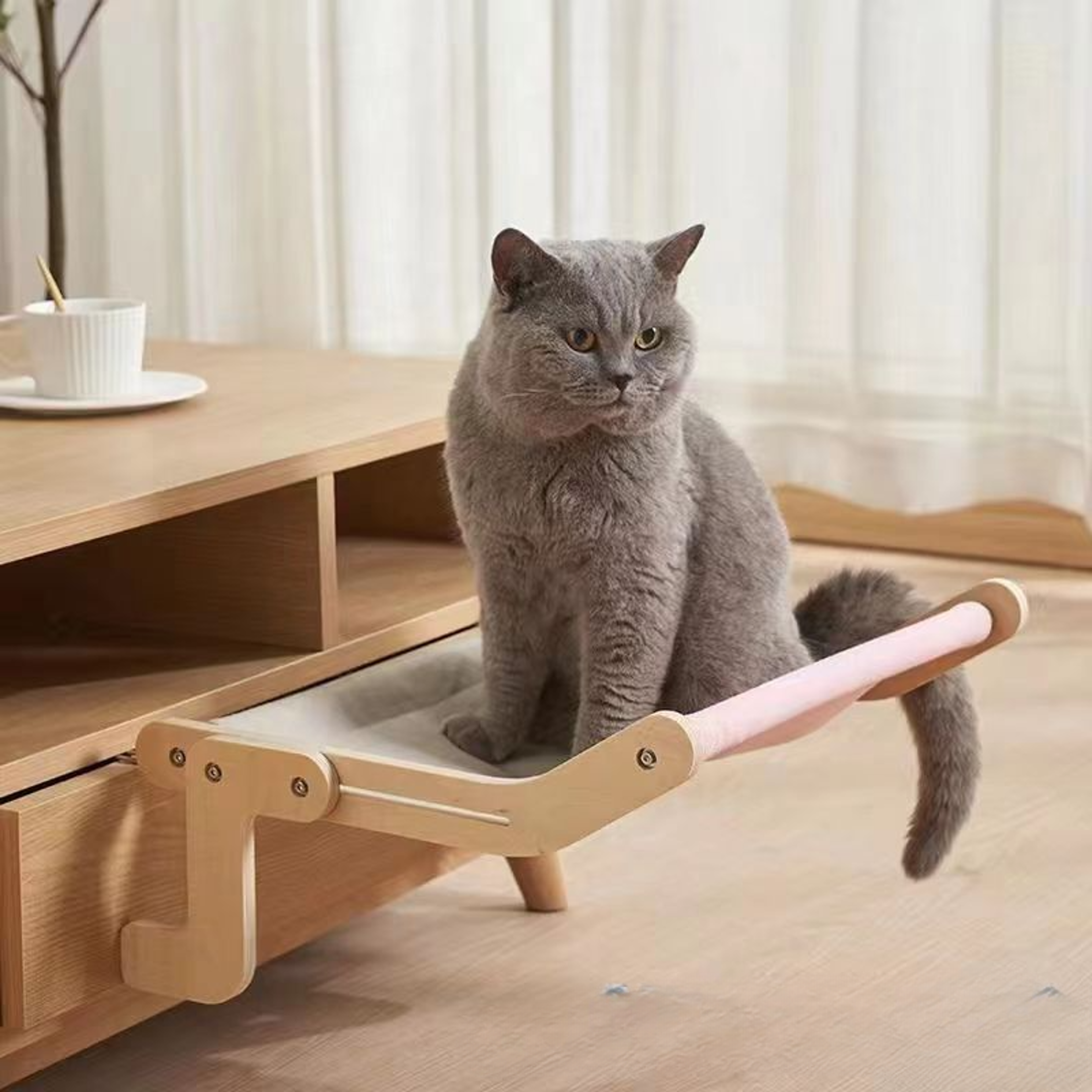 Portable Cat Suspension Hammock Comfortable Detachable Sunroom Seat  Climbing Frame EasytoWash Pet  2