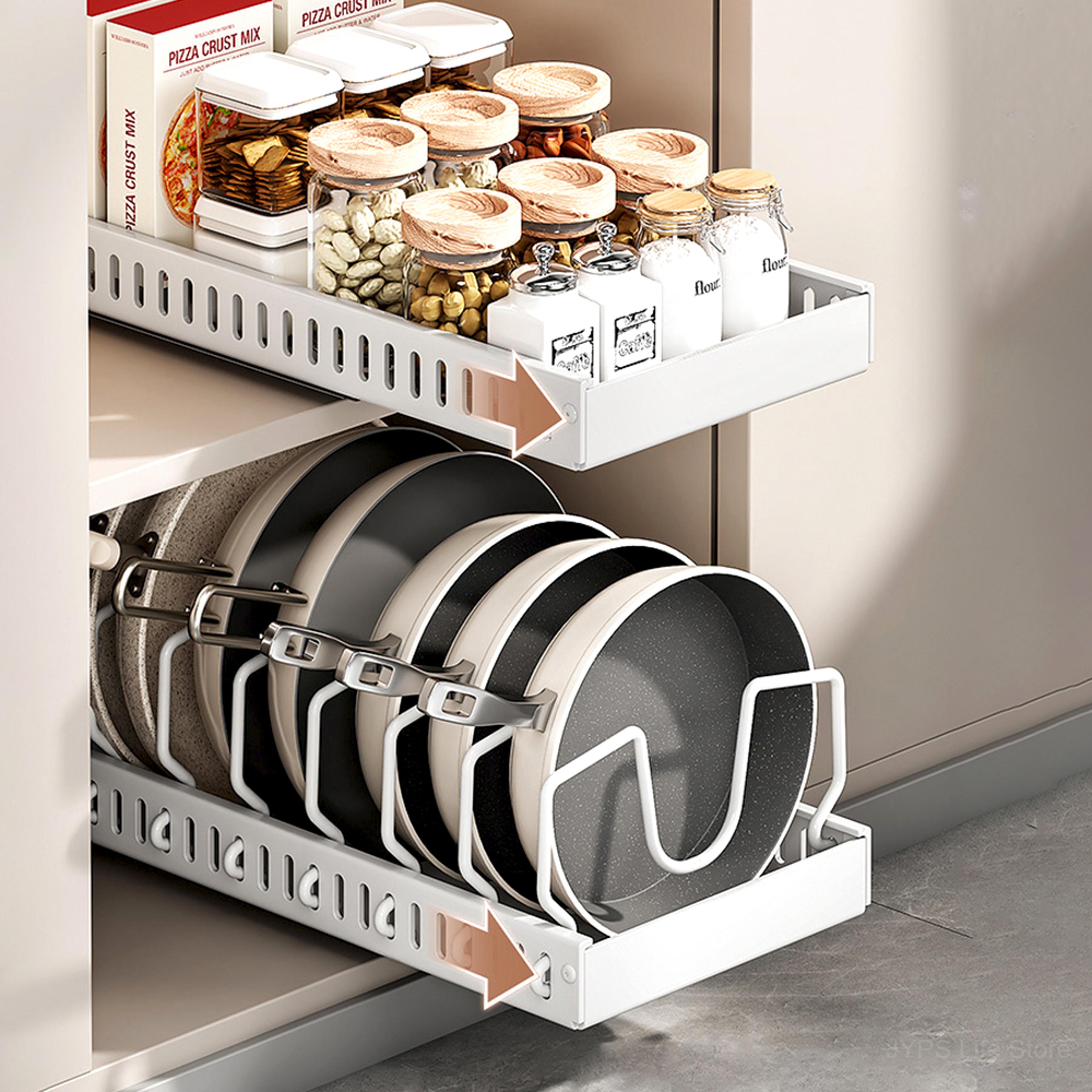 Sliding Drawer Kitchen Pot  Pan Organizer Under Cabinet Storage For Pots Pans And Lids 1