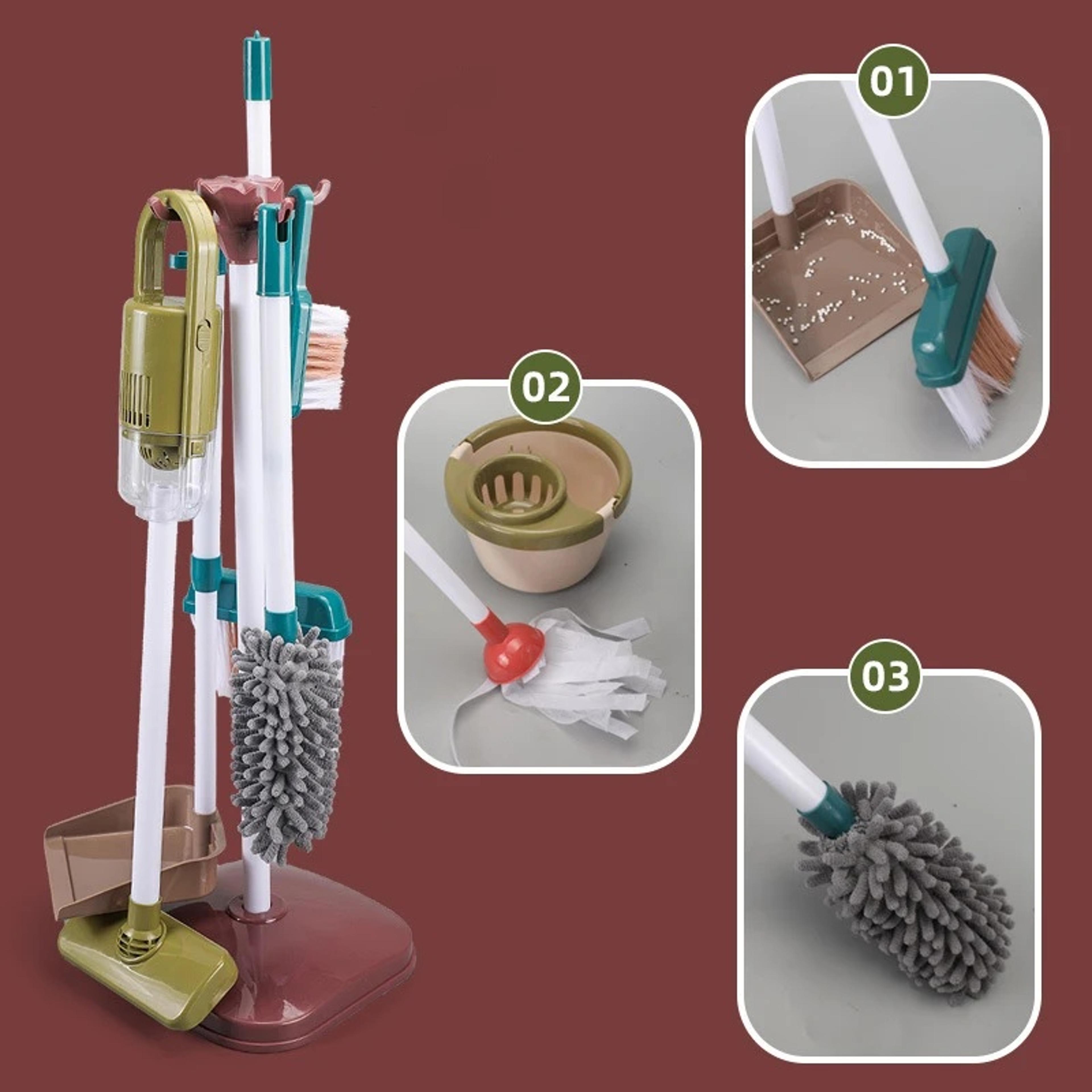 Kids Pretend Play Cleaning Tool Set Broom Vacuum  Hygiene Toys For Household Fun 3