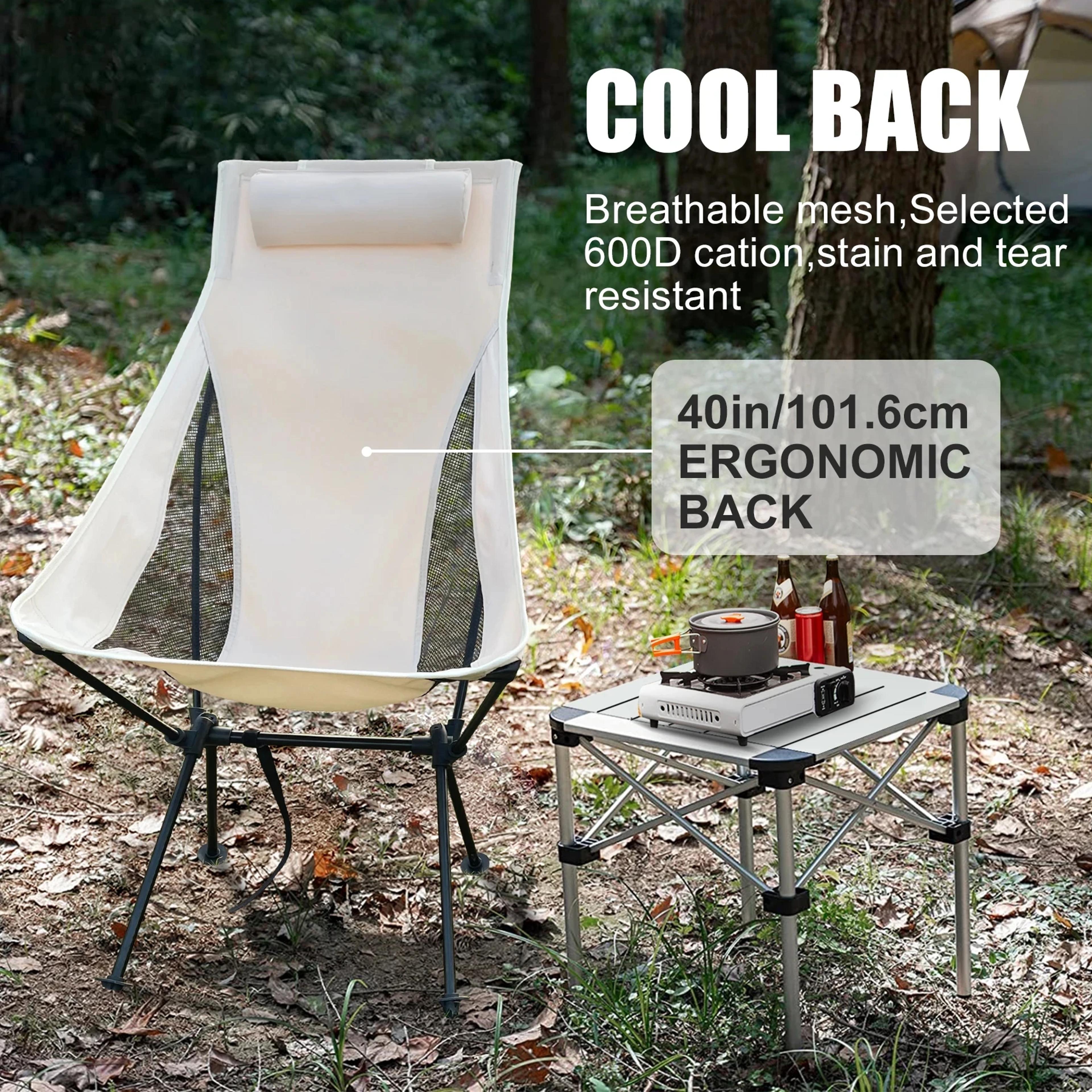 Portable Folding Camping Chair With Headrest Lightweight Outdoor Folding Chair For Fishing  Camping 1