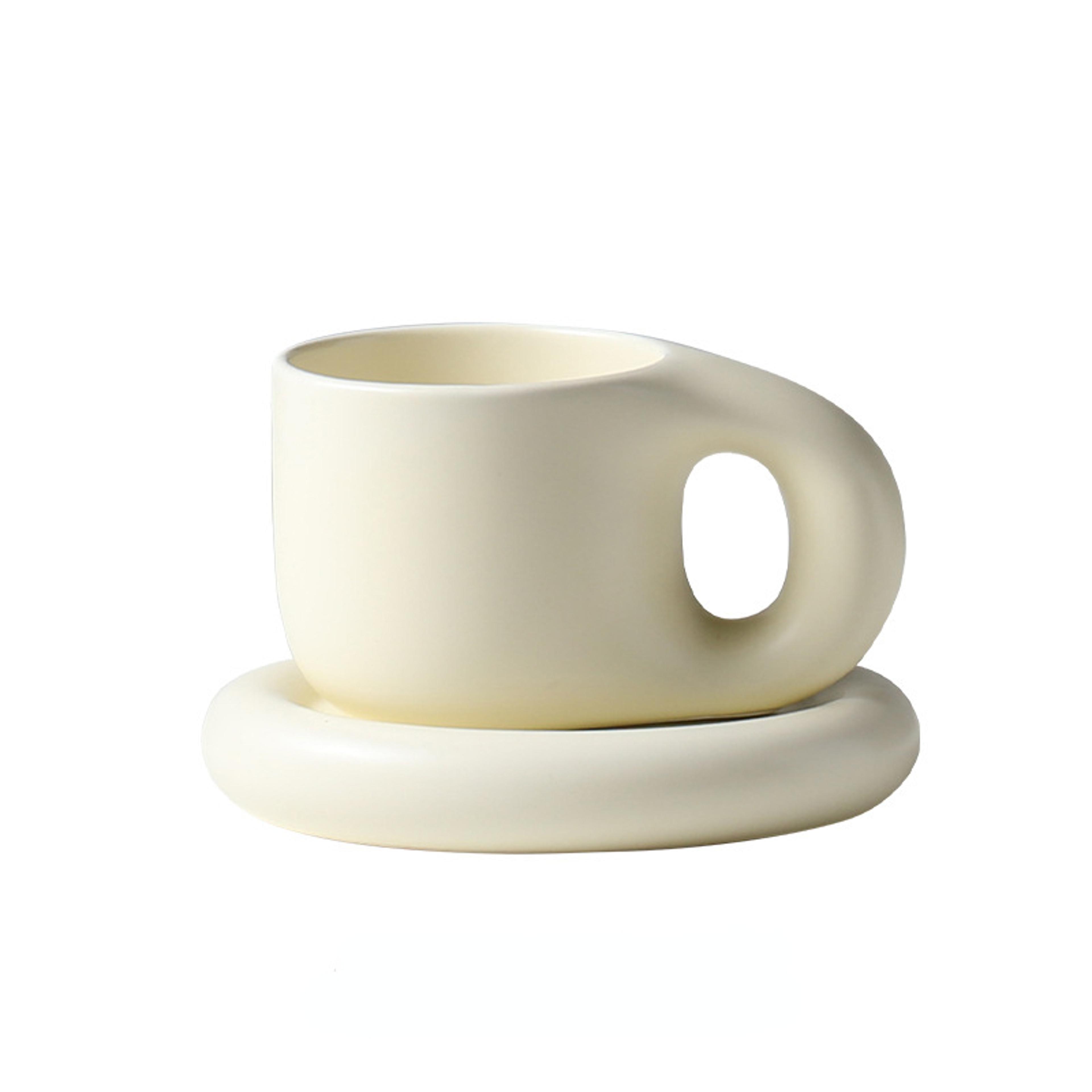 Handmade Chubby Mug With Saucer Creative Nordic Ceramic Cup For Coffee Tea Milk  Cake Personalized  8