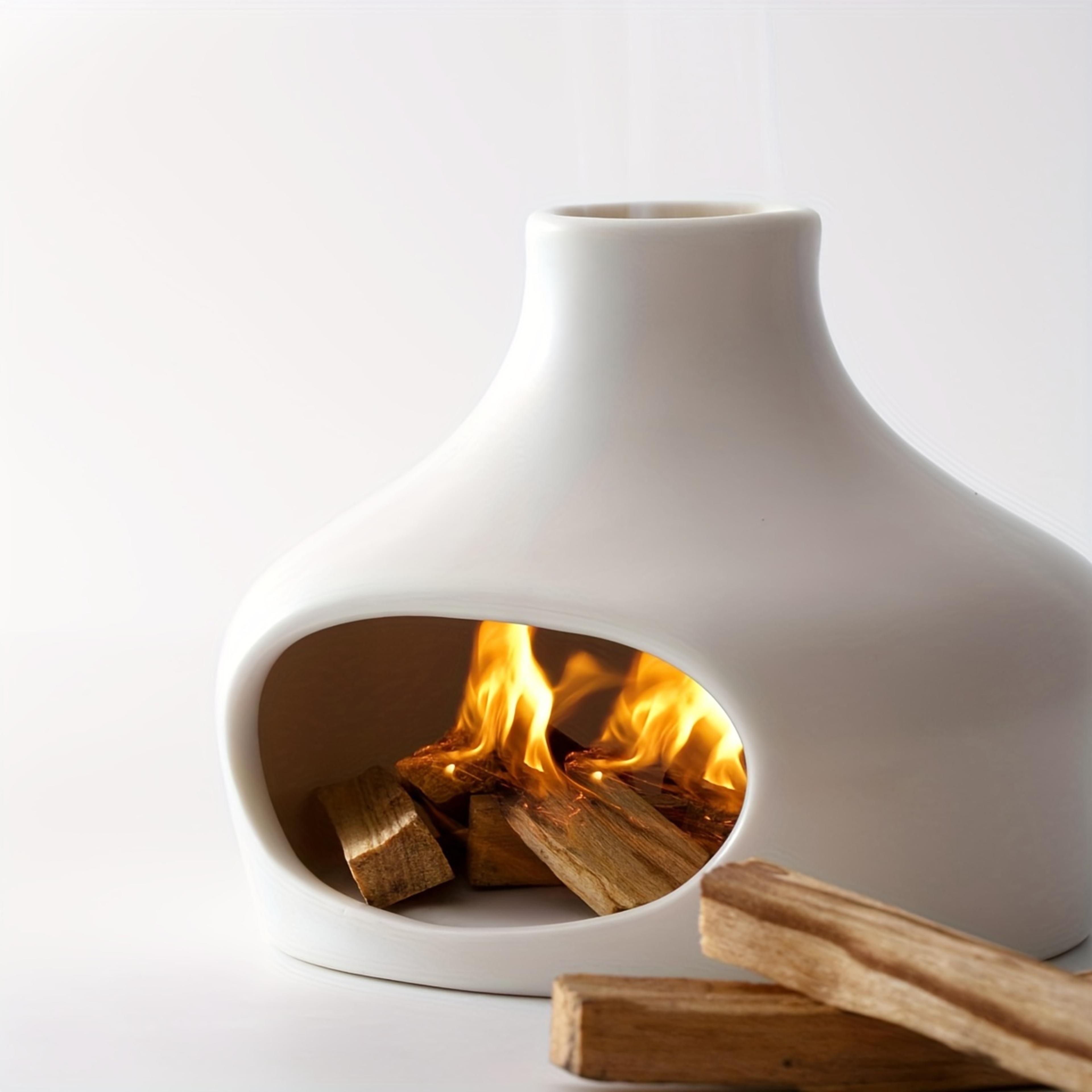 elegant ceramic palo santo & sage burner with chimney, perfect for meditation, yoga, aromatherapy, ideal home decor gift
