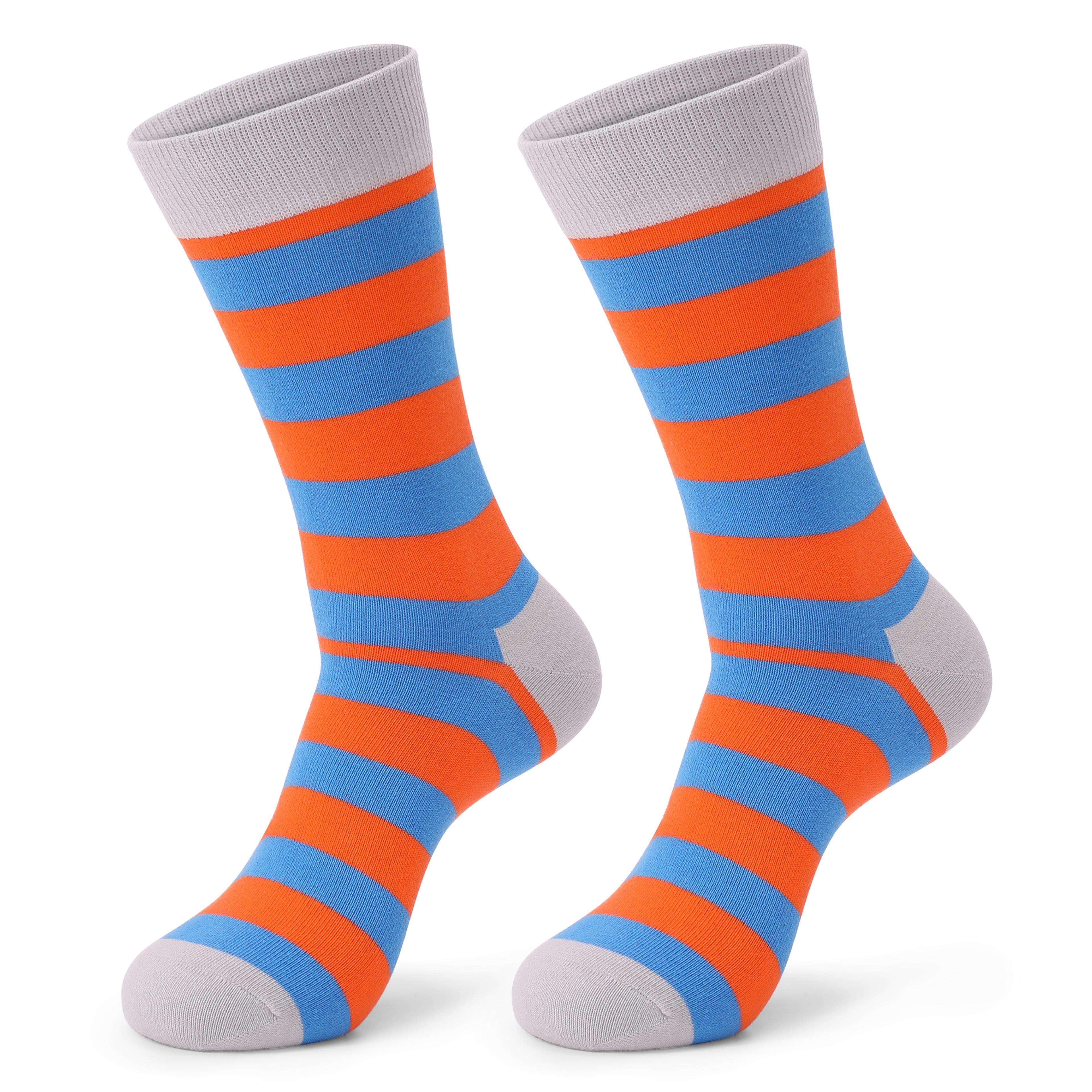 Fun Dress Socks For Men Colorful Striped Combed Cotton Novelty Socks Cool  Breathable Casual Socks  4