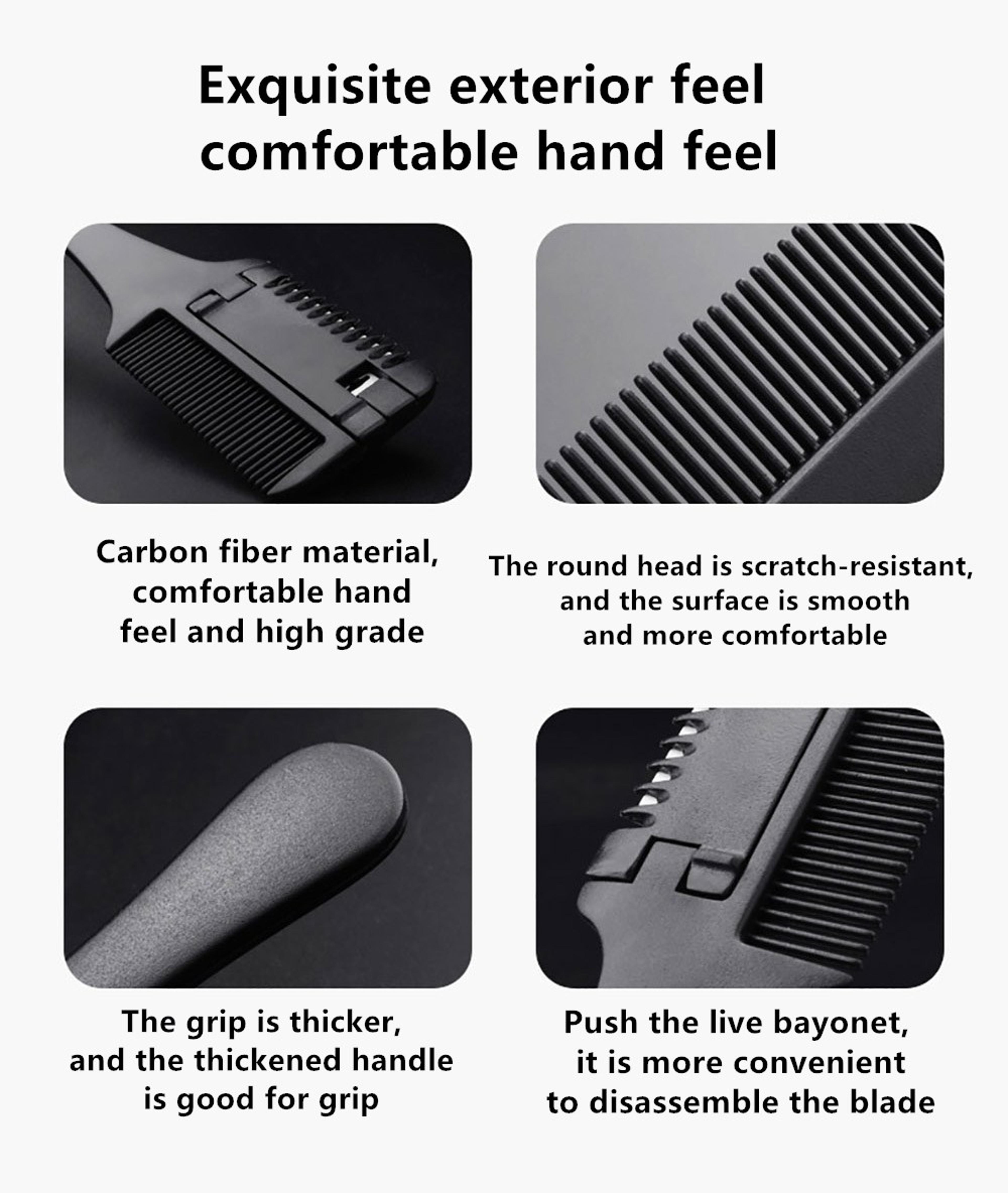 Carbon Fiber Hair Comb With Razor Blades Professional Salon Hairdressing Brush For DIY Styling 4