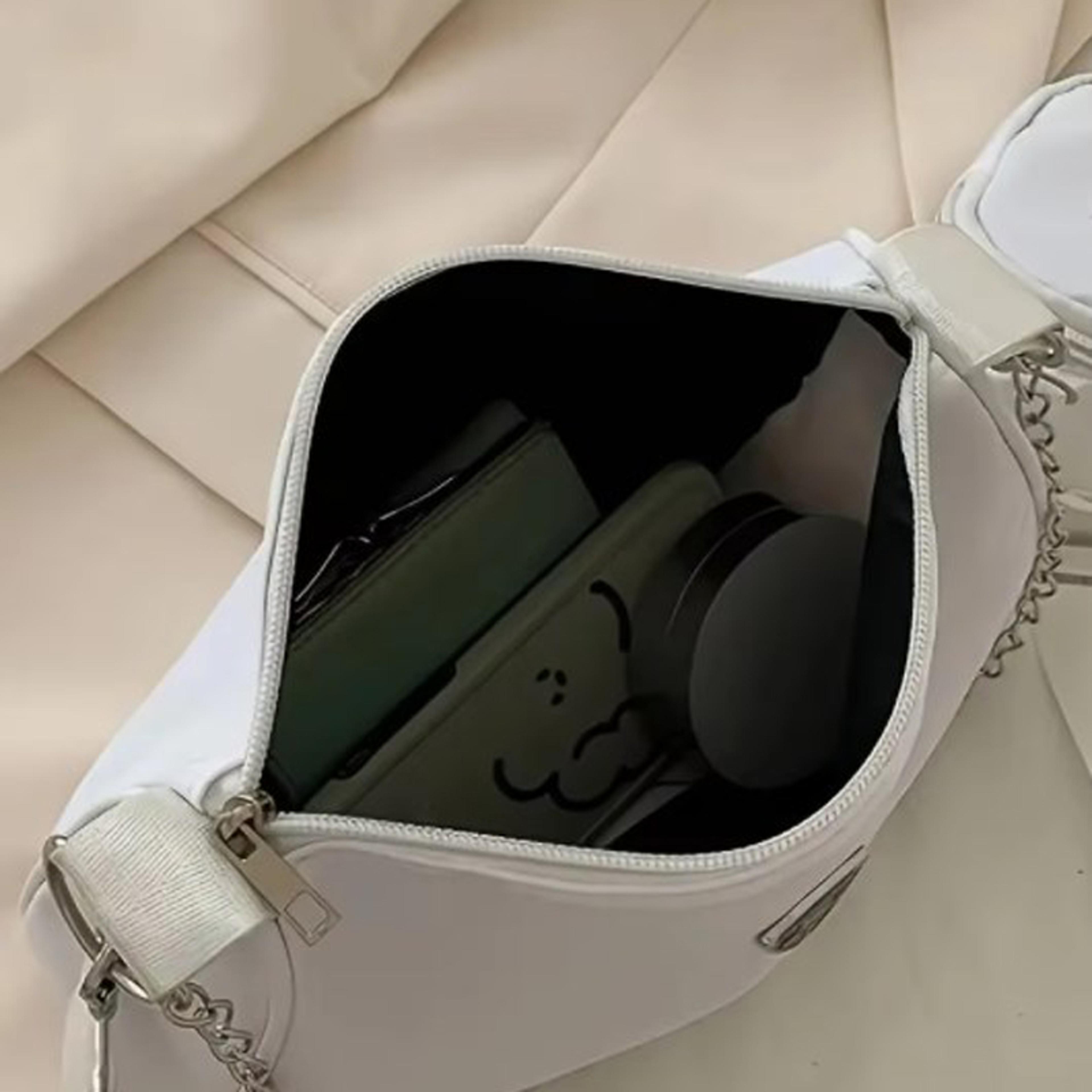 Stylish Nylon Shoulder Bag Set Chic Solid Color Handbags With Chain Strap For Everyday Use  Travel 2