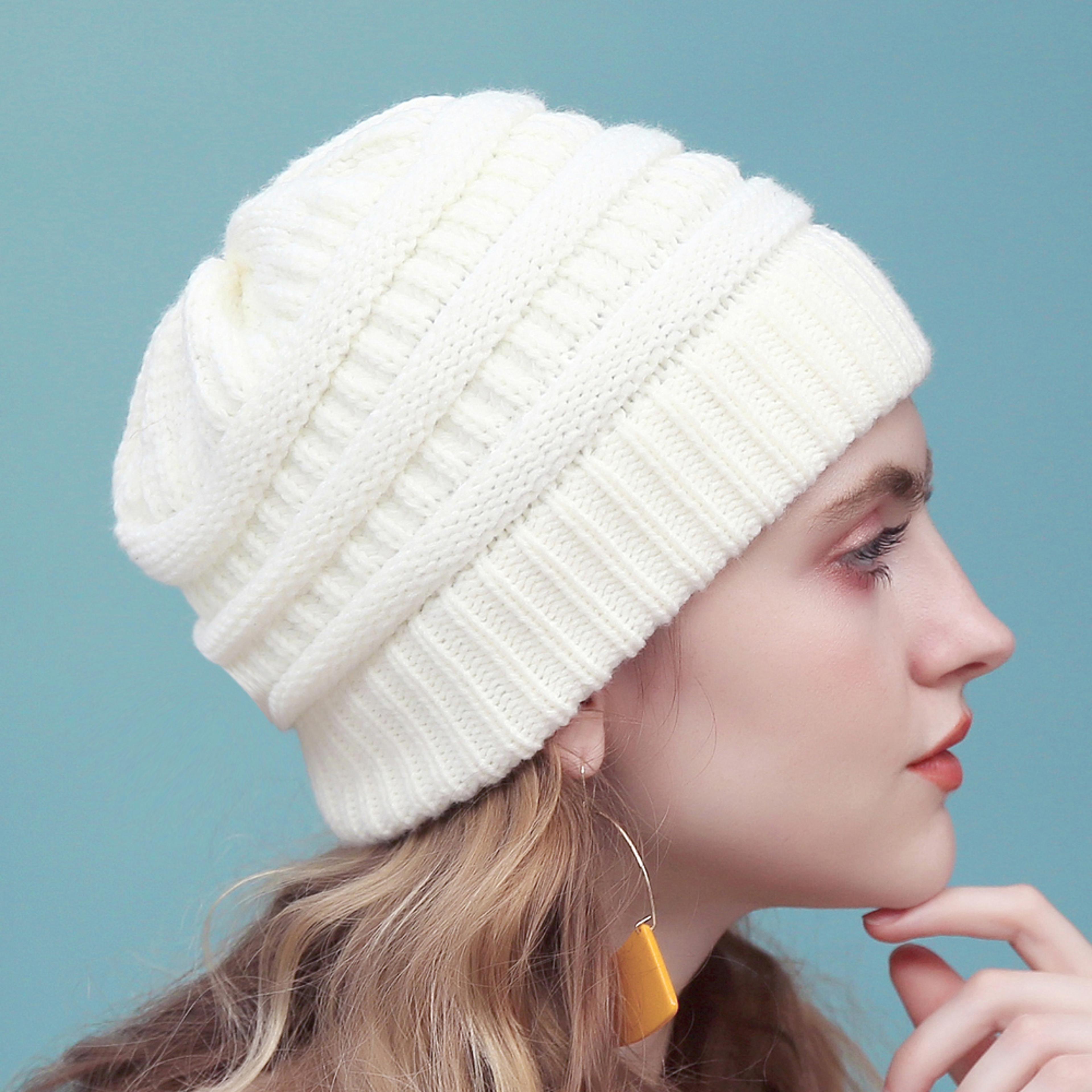 trendy cable knit knitted beanie hat for women, soft, warm & stylish winter cap