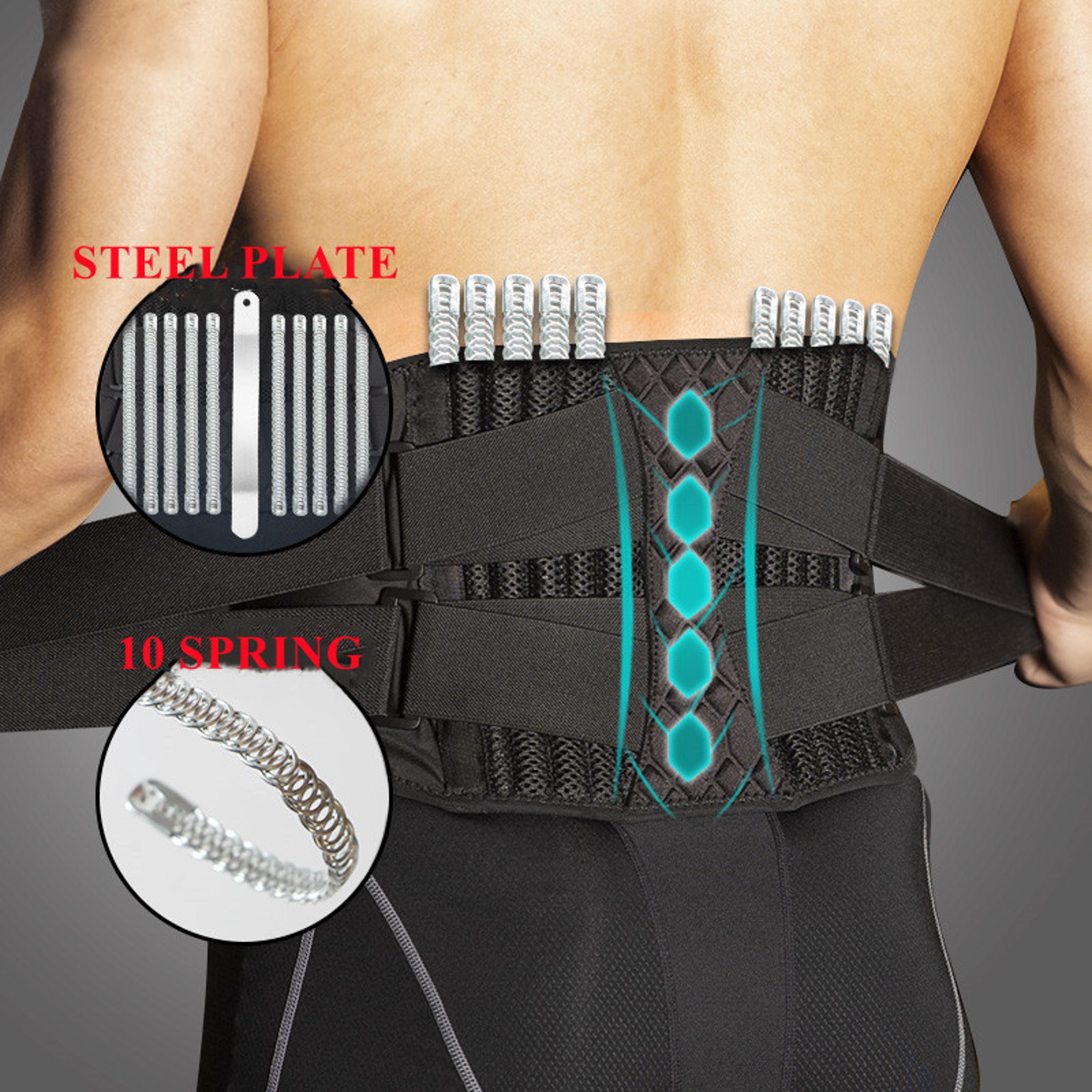 medical back brace waist trainer belt for spine support, breathable lumbar corset for men & women, orthopedic gym belt