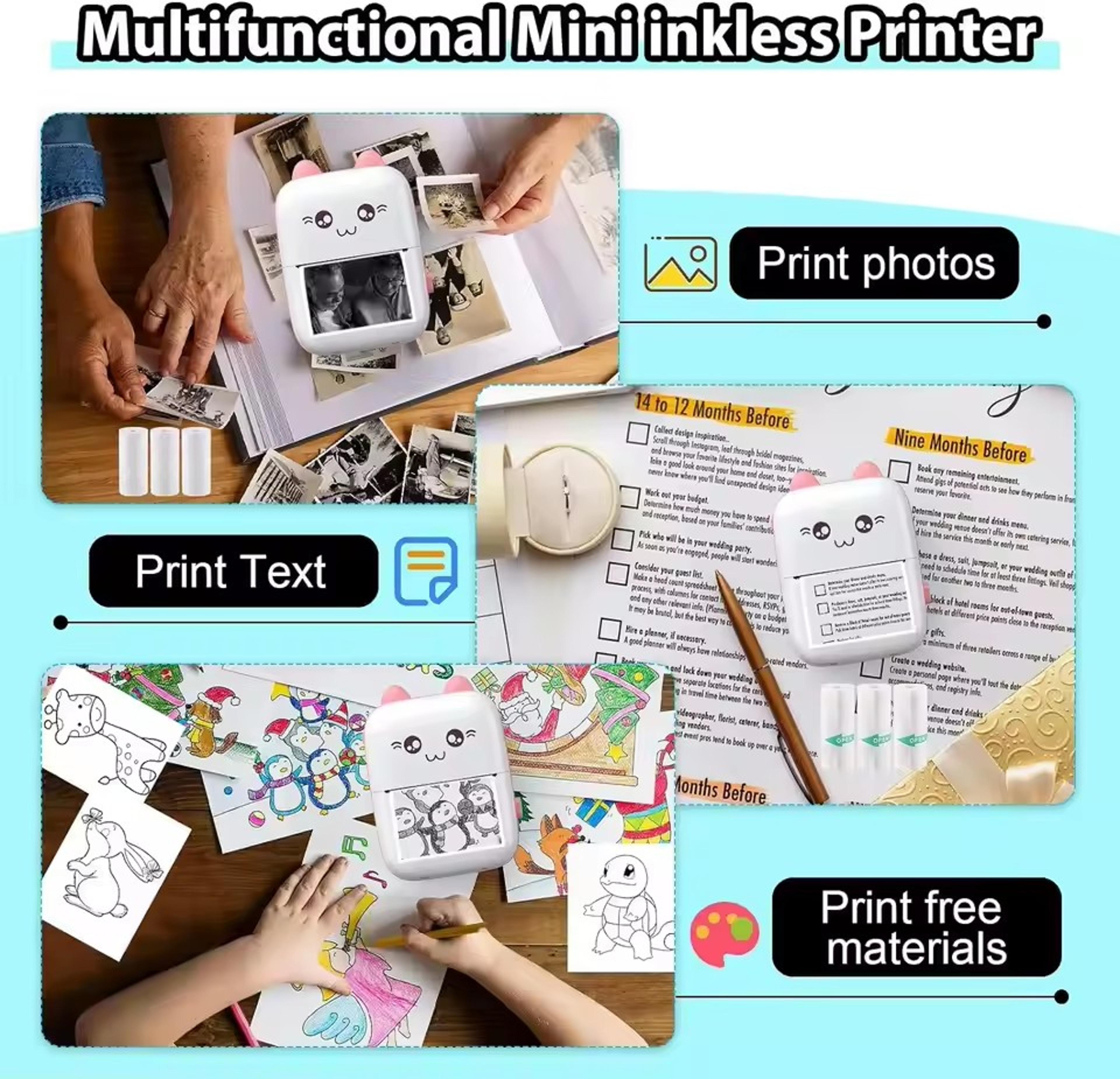Mini Cat Portable Thermal Printer Wireless Bluetooth Printer For Photos And Labels 2