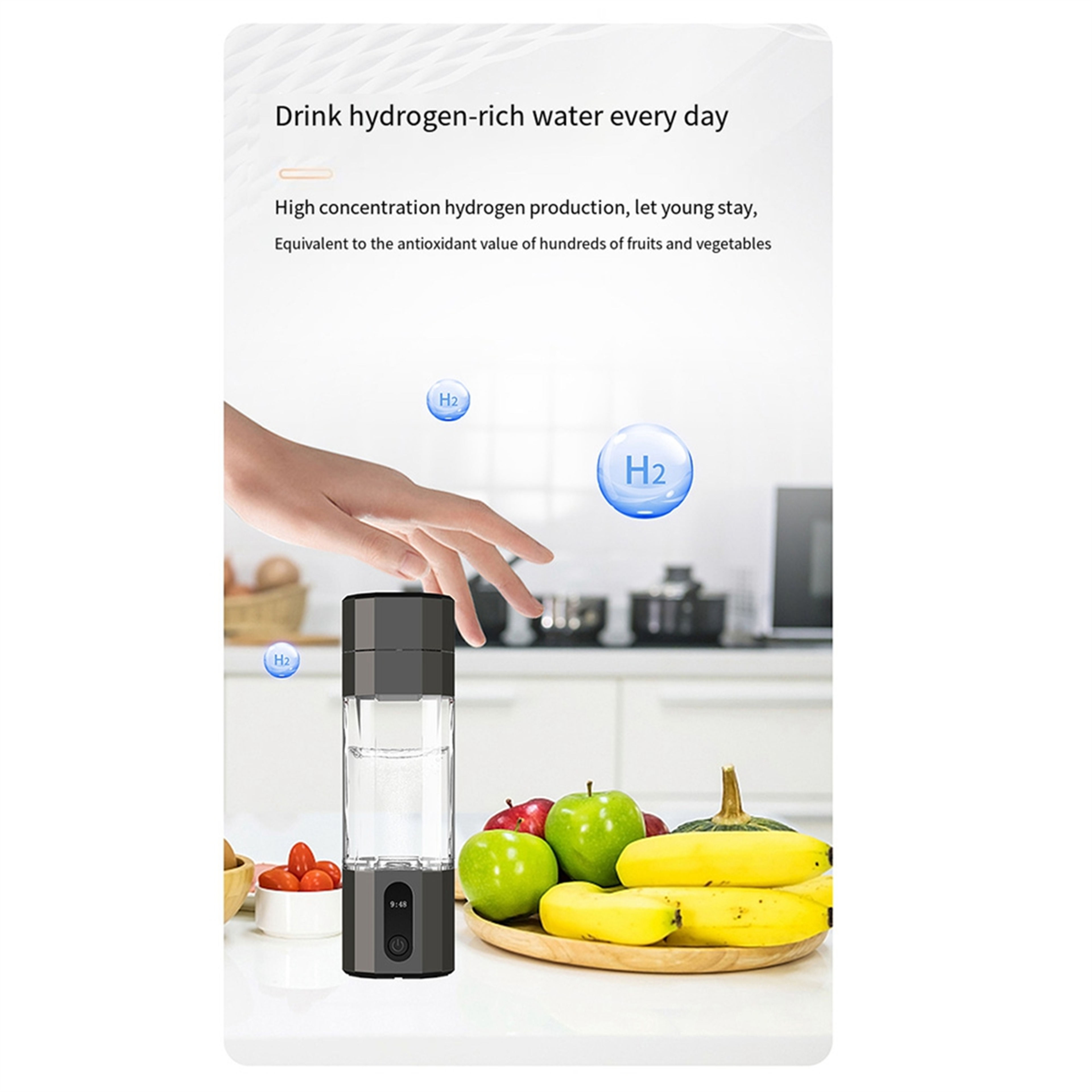 Portable Electrolysis Hydrogen Generator Water Bottle 8000PPB Rechargeable 4