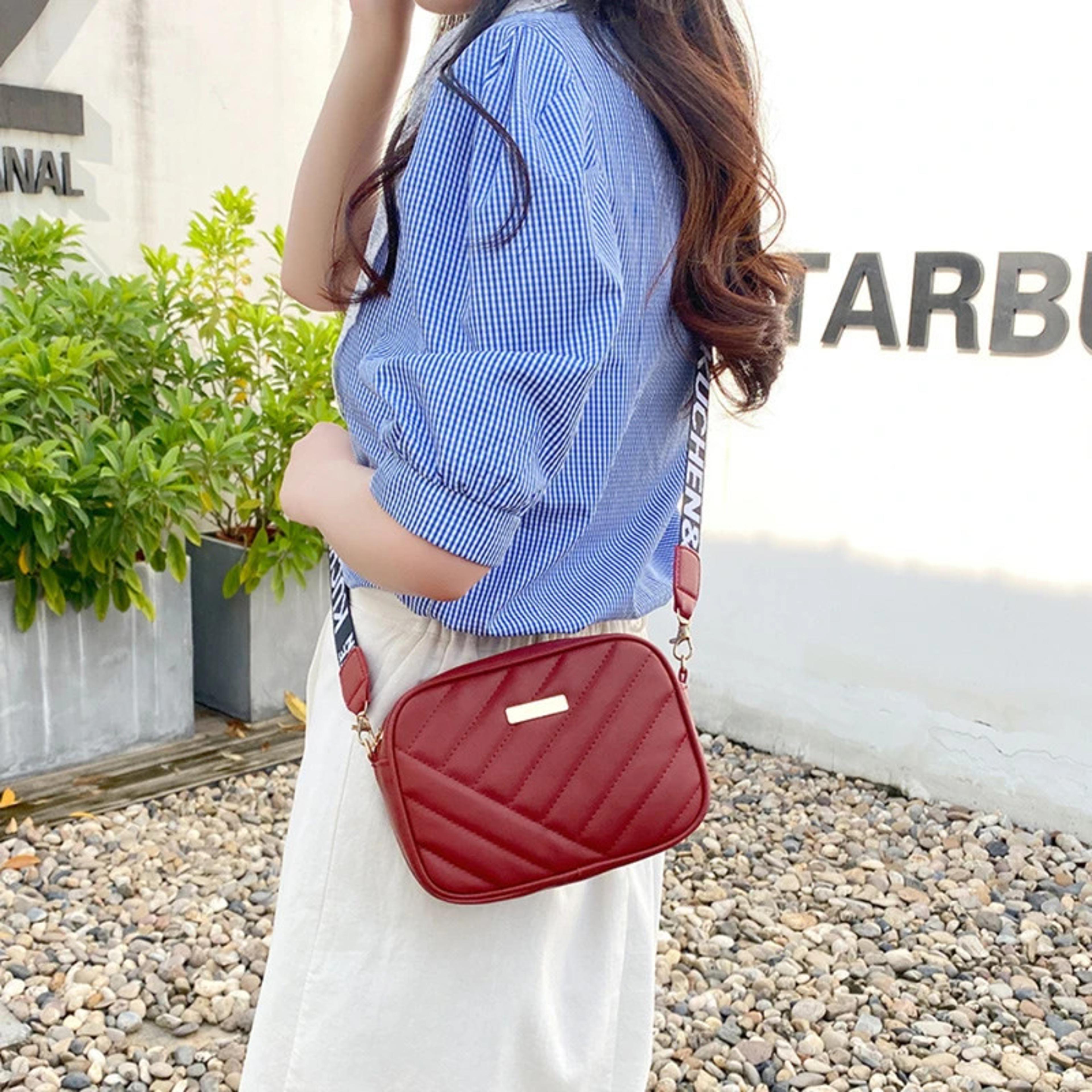 pu leather shoulder bag for women, casual crossbody camera bag with mobile phone slot