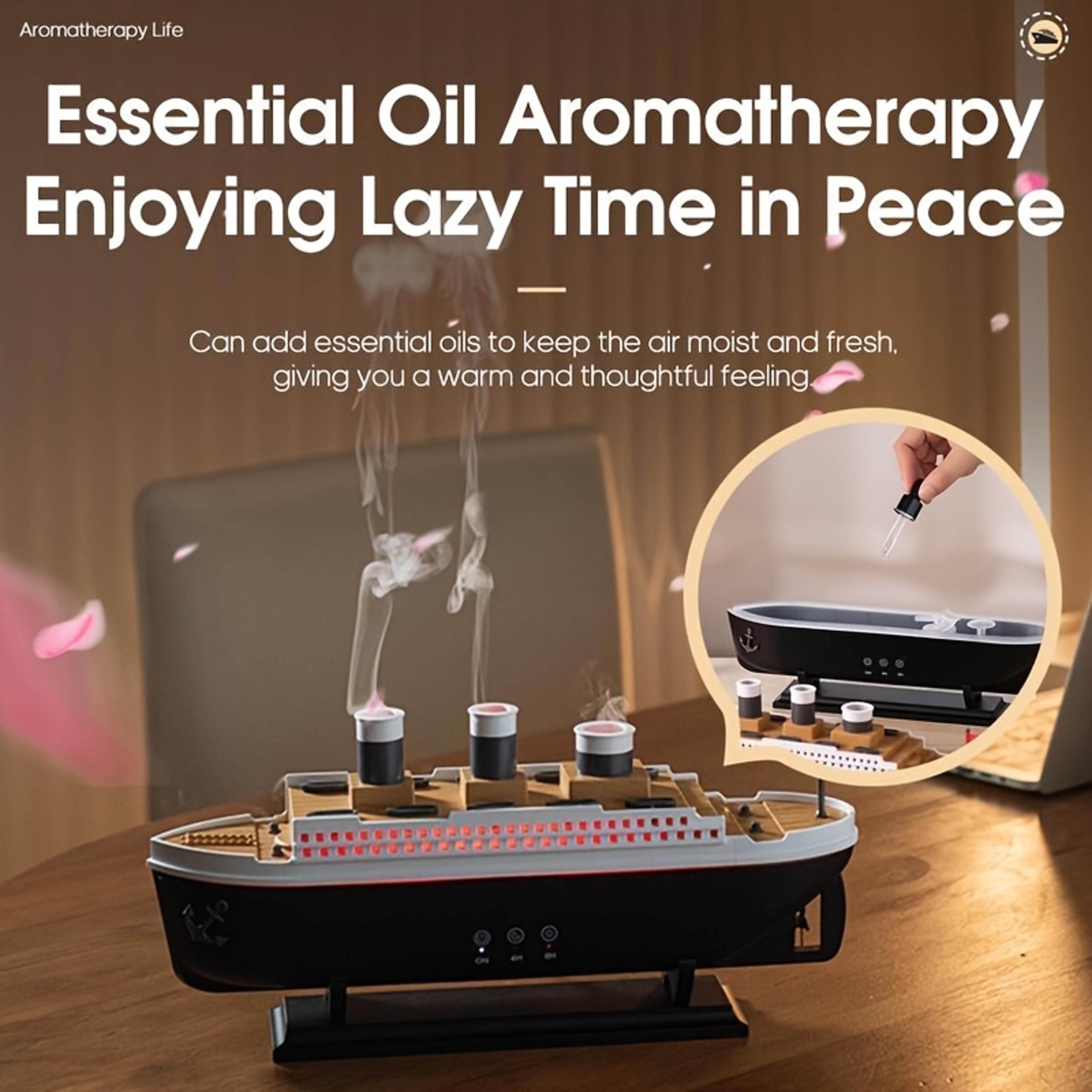 Titanic Ship Model Essential Oil Diffuser  Aroma Humidifier With Remote Control Jellyfish Smoke Rin 2