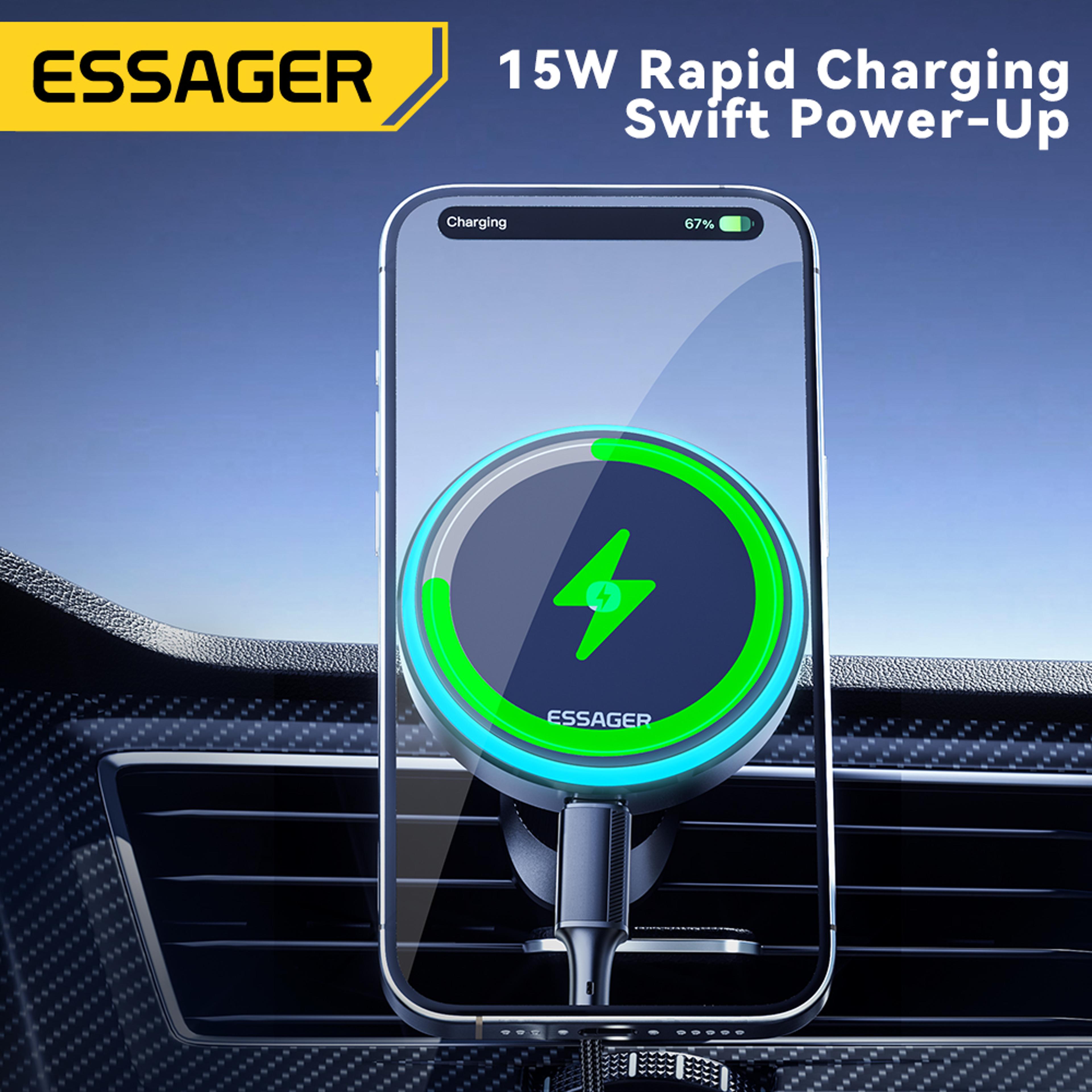 Magnetic Wireless Car Charger Mount For IPhone Magsafe Compatible Stand With LED Light 2