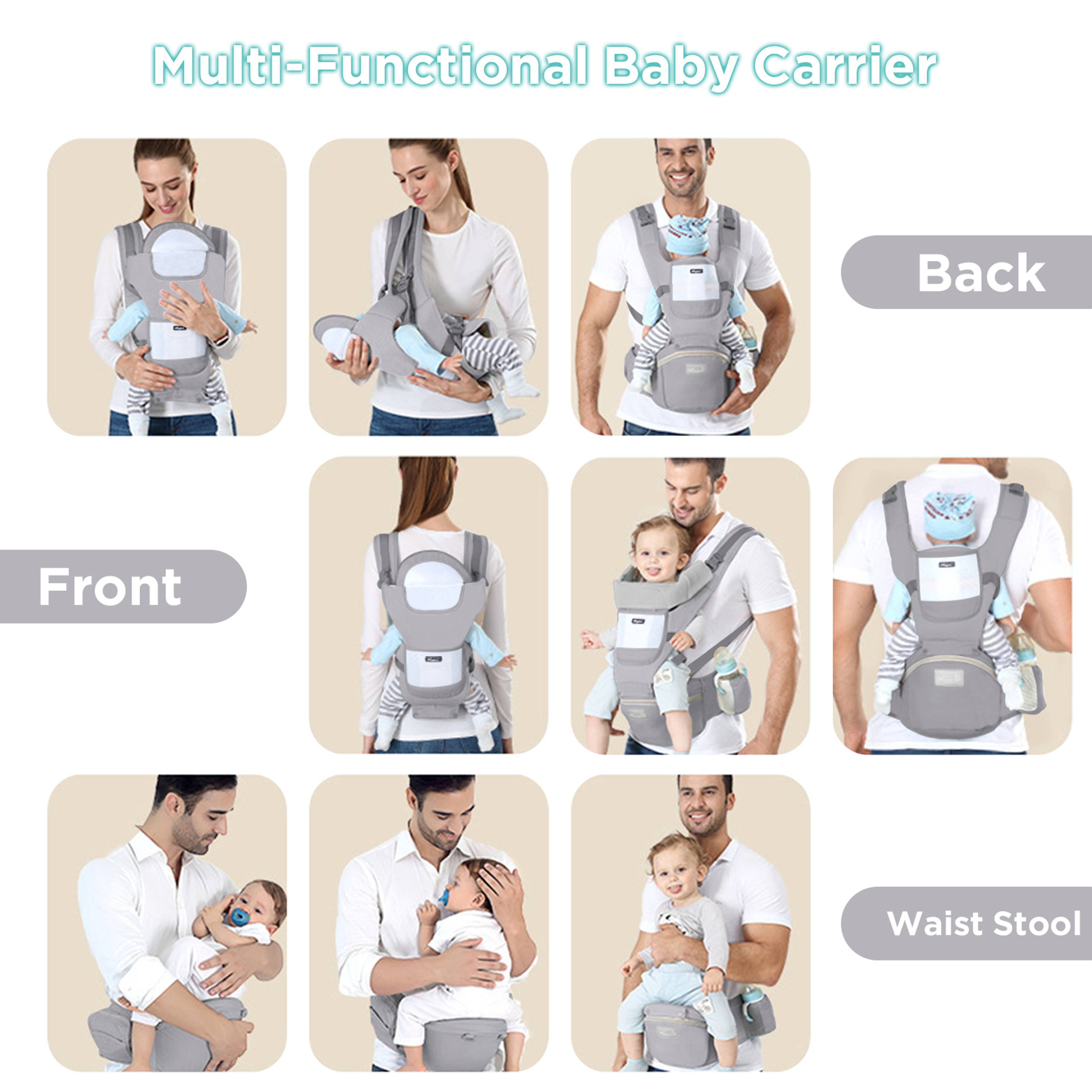 Ergonomic Baby Carrier Backpack Comfortable FrontFacing Kangaroo Carrier For Infants 5