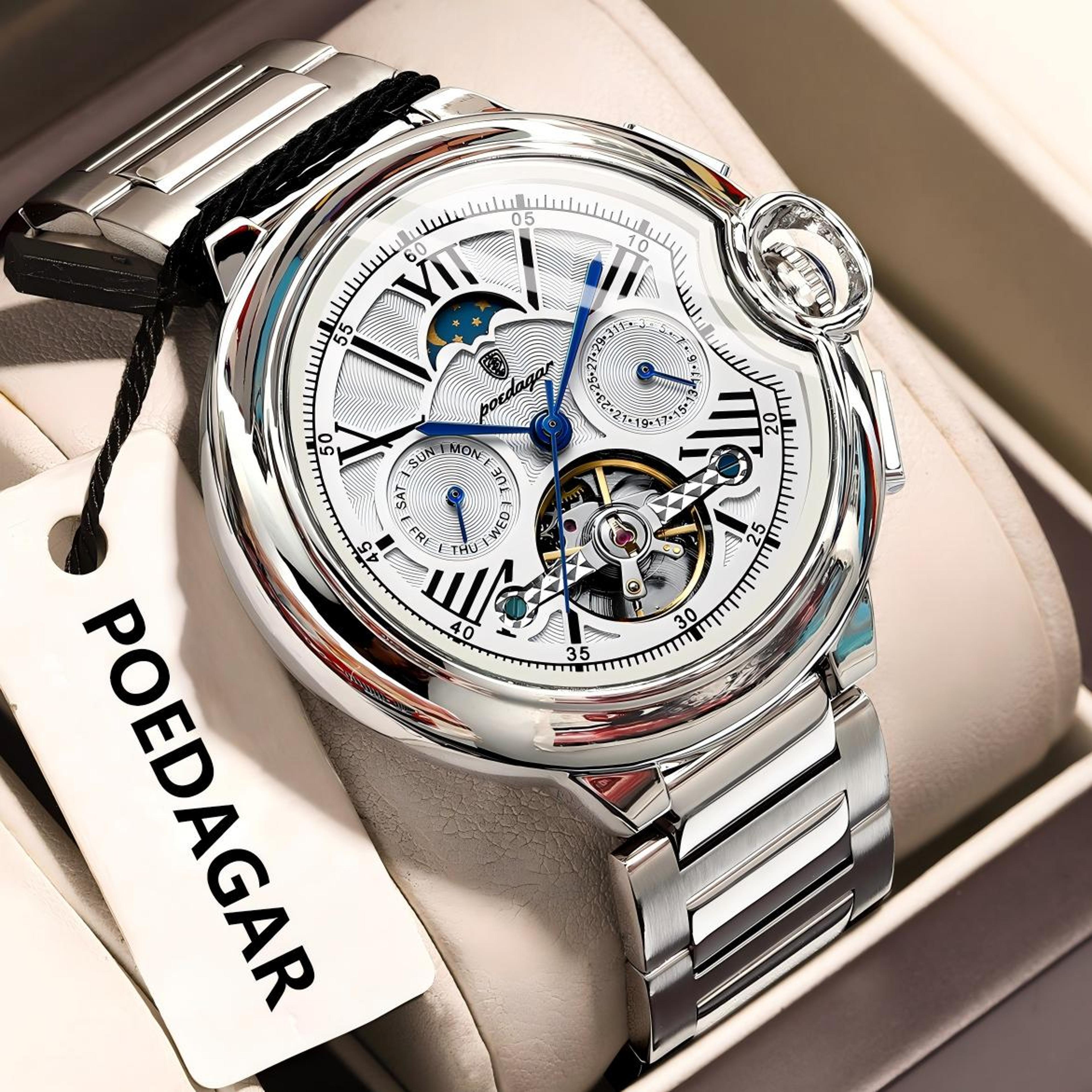 Luxury Automatic Mechanical Watch For Men With Tourbillon  Stainless Steel Design 2