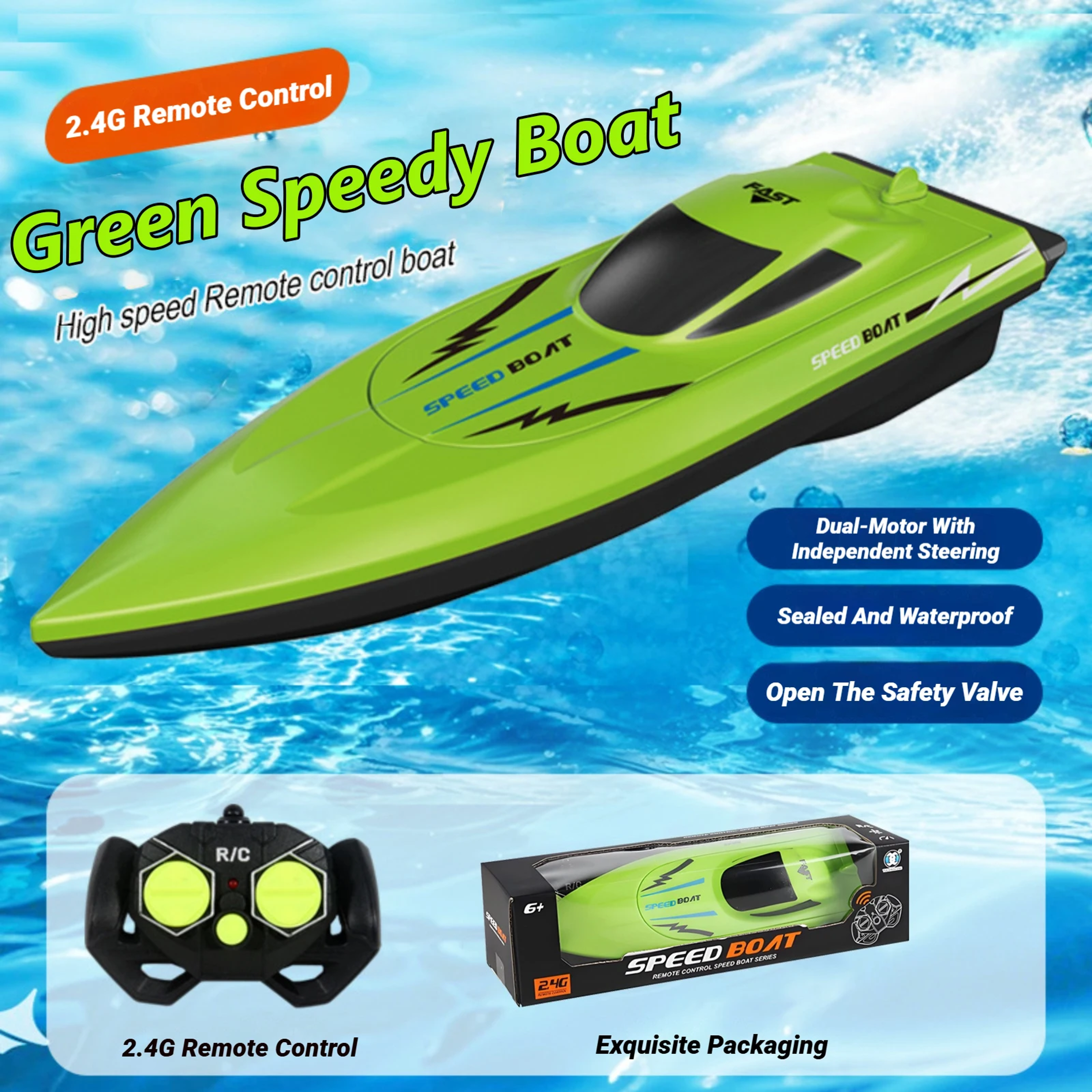 High Speed Remote Control Boat 24GHz Waterproof RC Speed Boat For Pools  Lakes 6