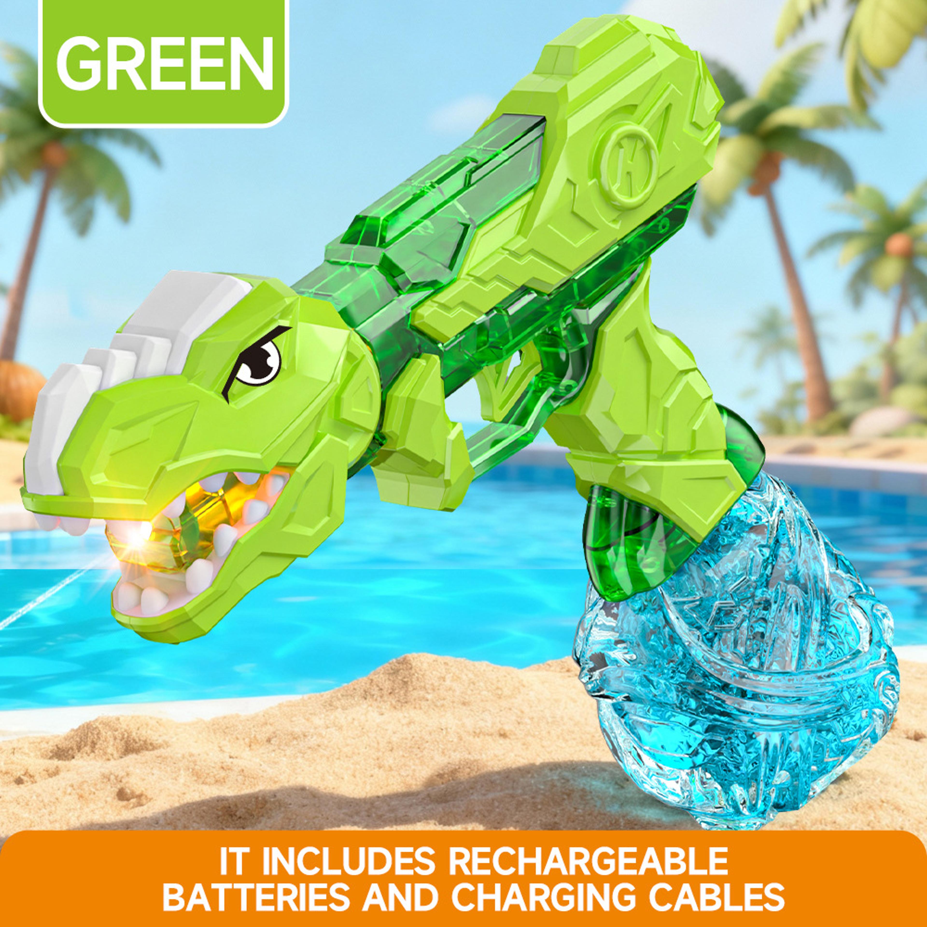 Dinosaur Electric Water Gun Rechargeable Automatic Water Blaster With LED Lights For Kids 8