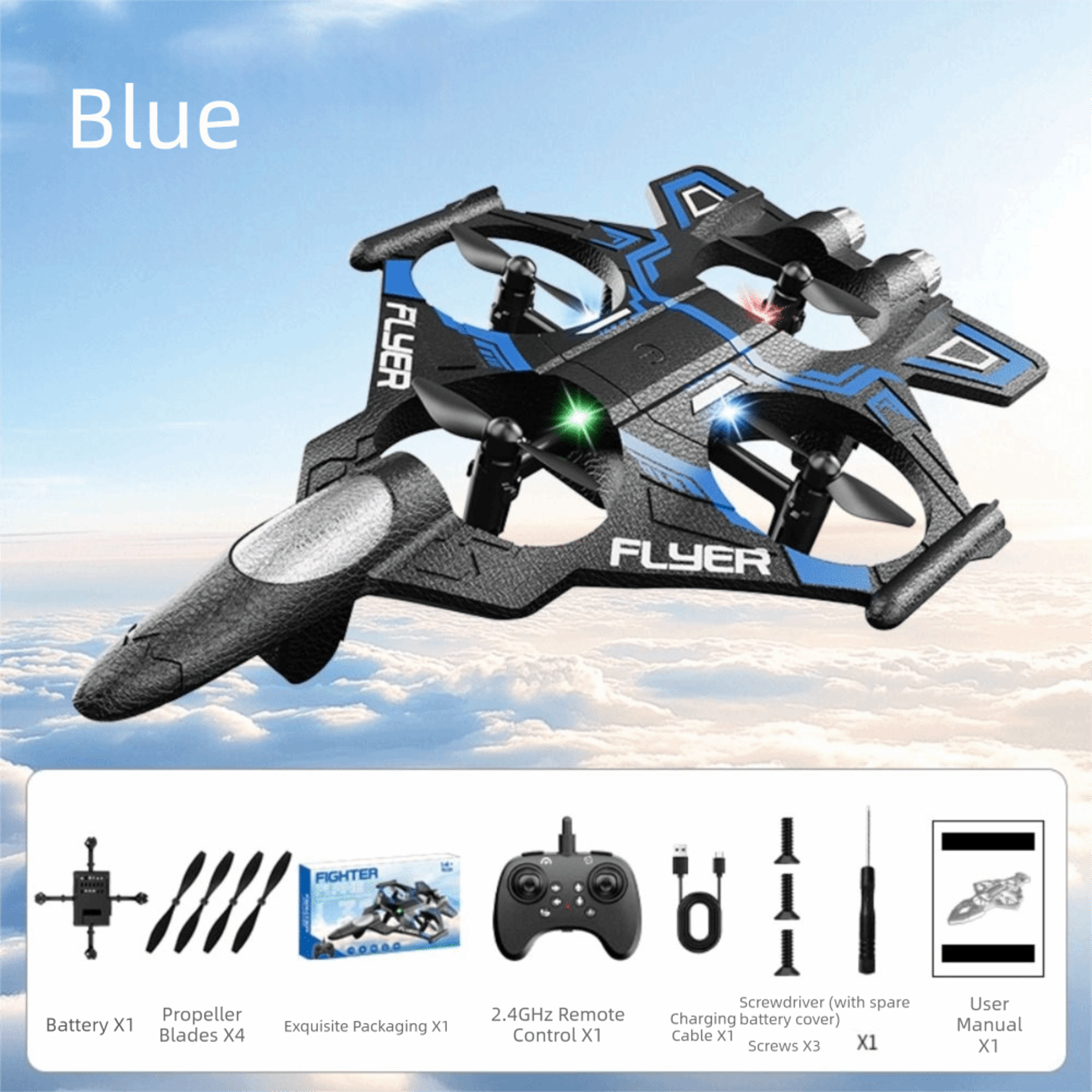 Sky Blaze RC Fighter Plane 24G Gravity Sensing Foam Stunt Aircraft With Lights 1