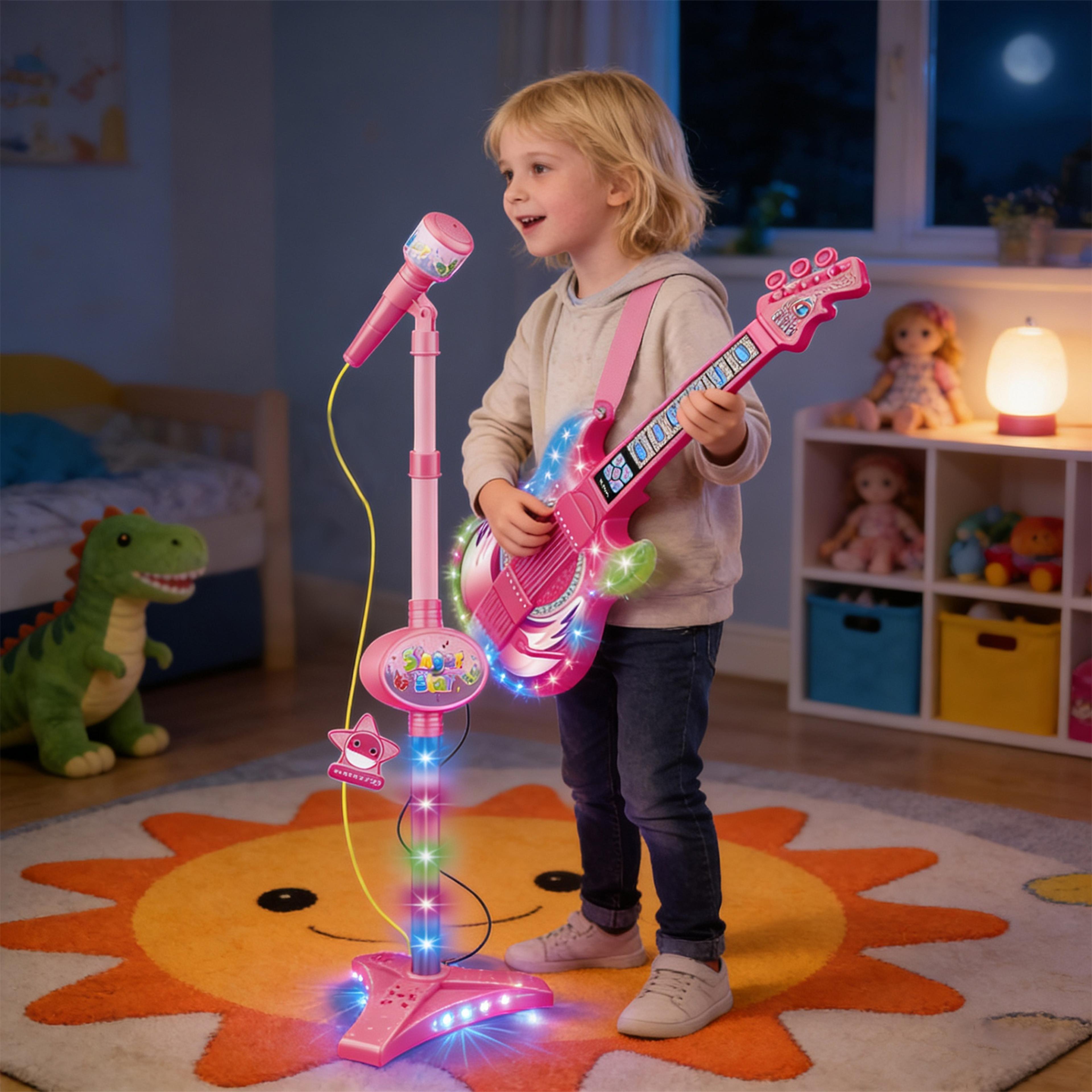 Kids Karaoke Machine Toy Guitar With Microphone Musical Instrument Set For Boys  Girls 5