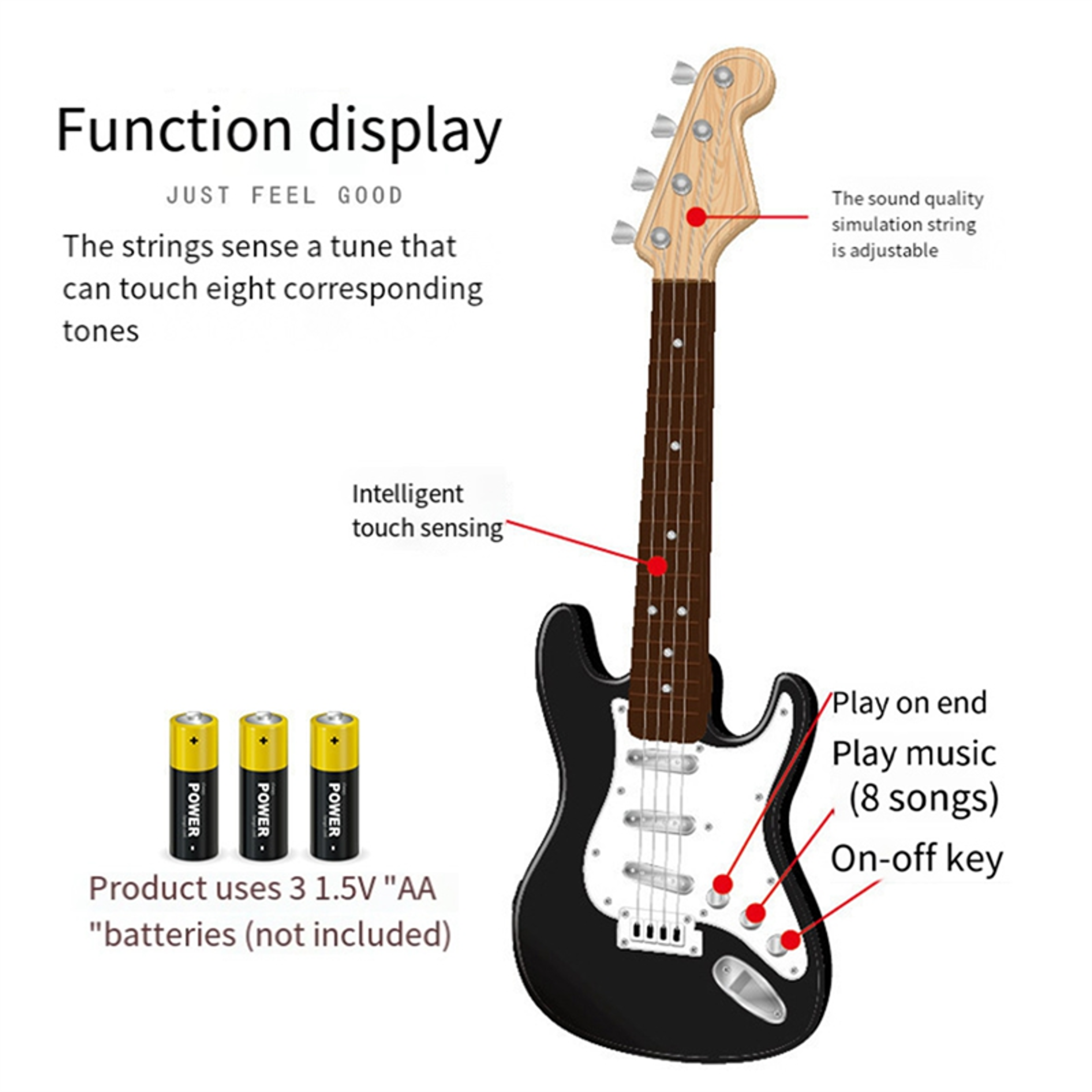 Kids Guitar Toy 4 String Toy Electric Guitar Musical Instrument For Children 3