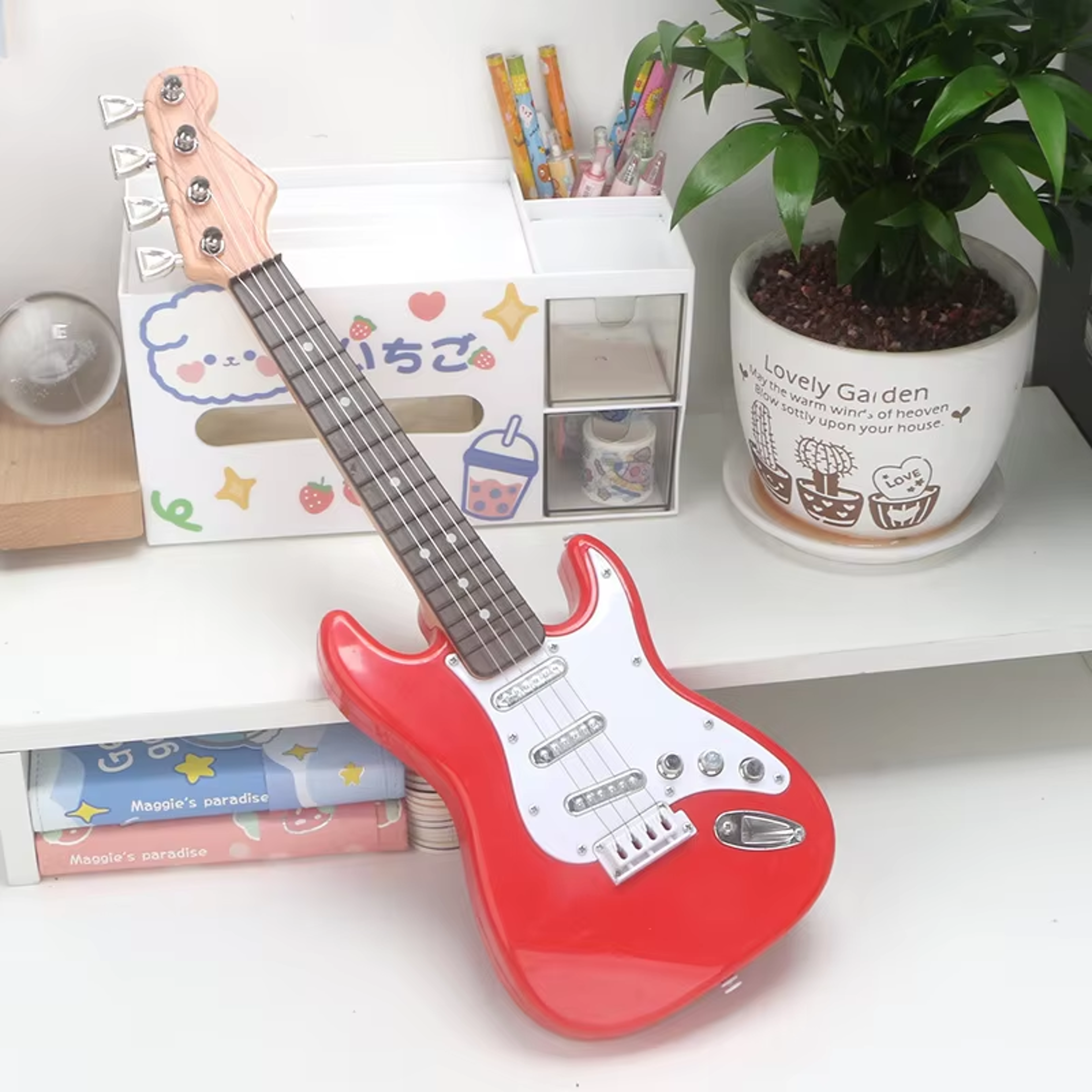 Kids Guitar Toy 4 String Toy Electric Guitar Musical Instrument For Children 6