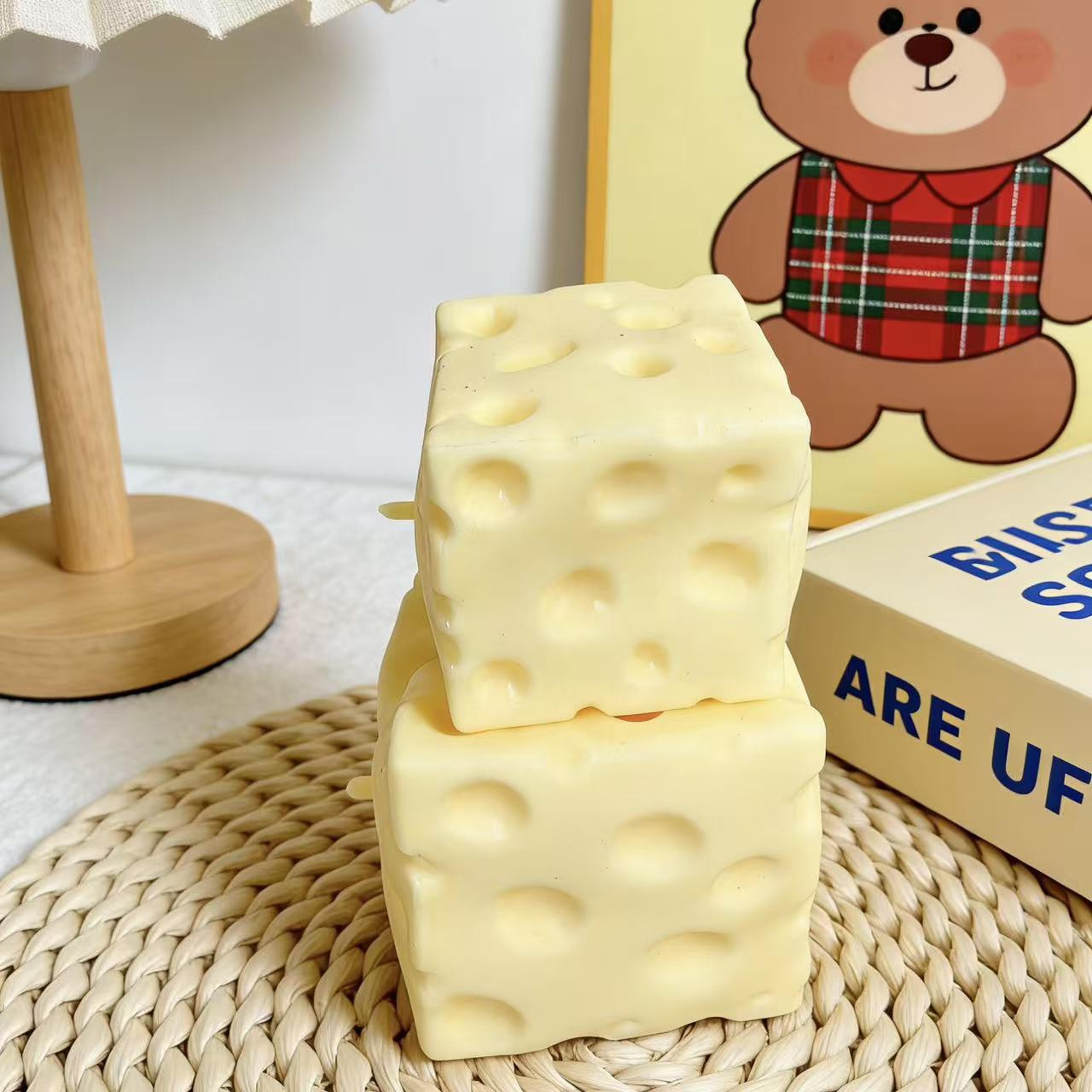 Jumbo Cheese Stress Ball Shapeable Squeeze Cube ASMR Fidget Toy For Stress Relief 3