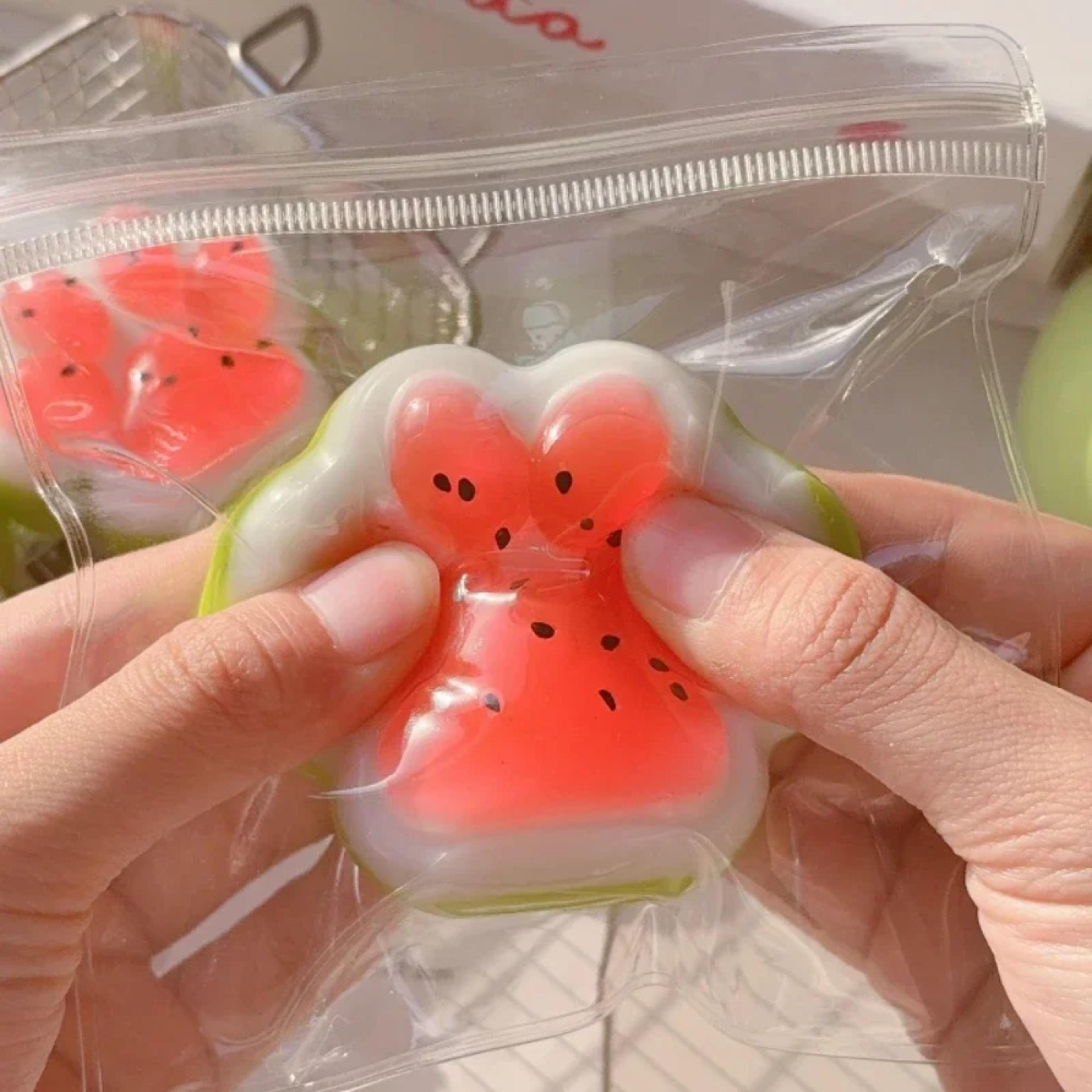 Watermelon Cat Paw Mochi Squishy Slow Rising Stress Relief Toy For Sensory Fun 1