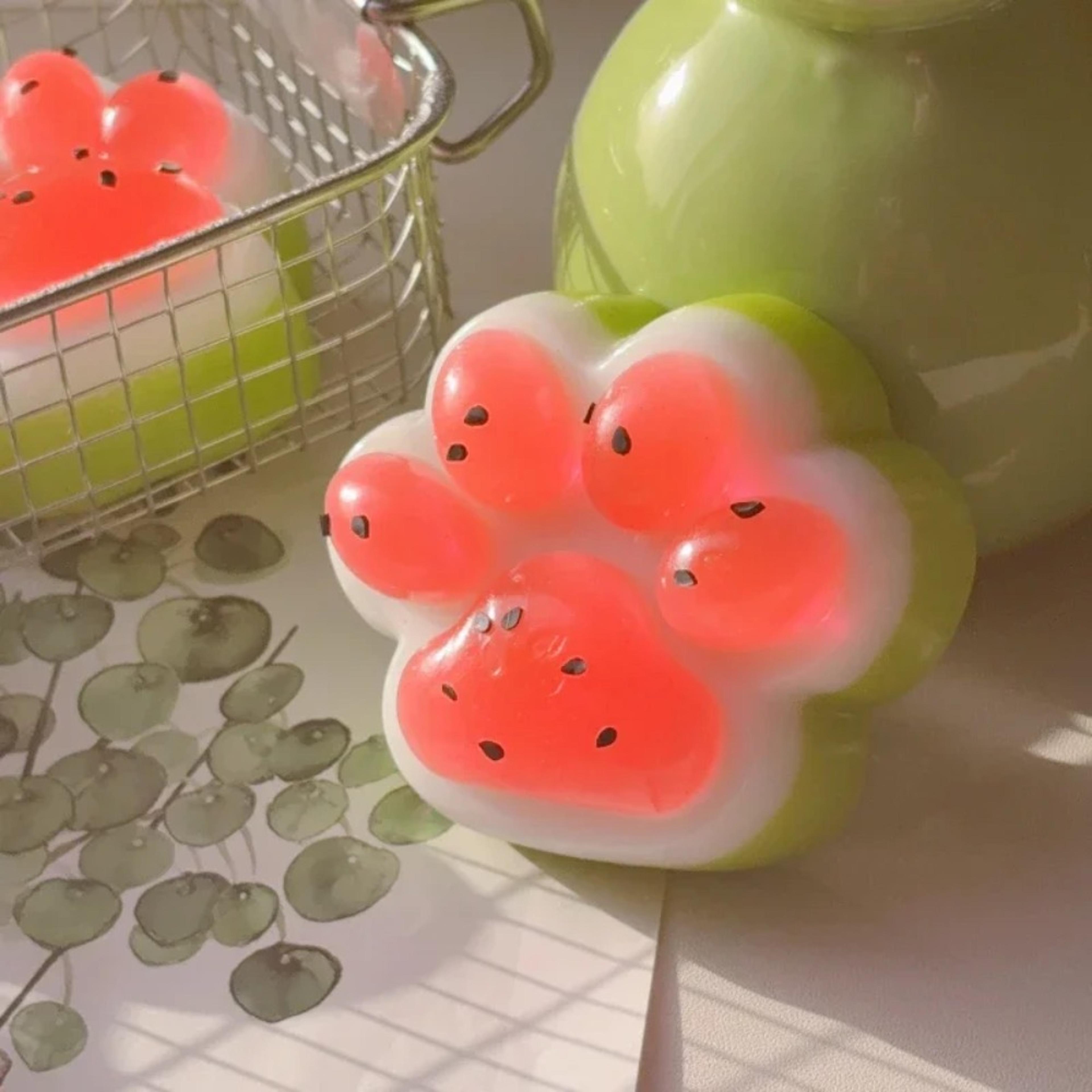 Watermelon Cat Paw Mochi Squishy Slow Rising Stress Relief Toy For Sensory Fun 4