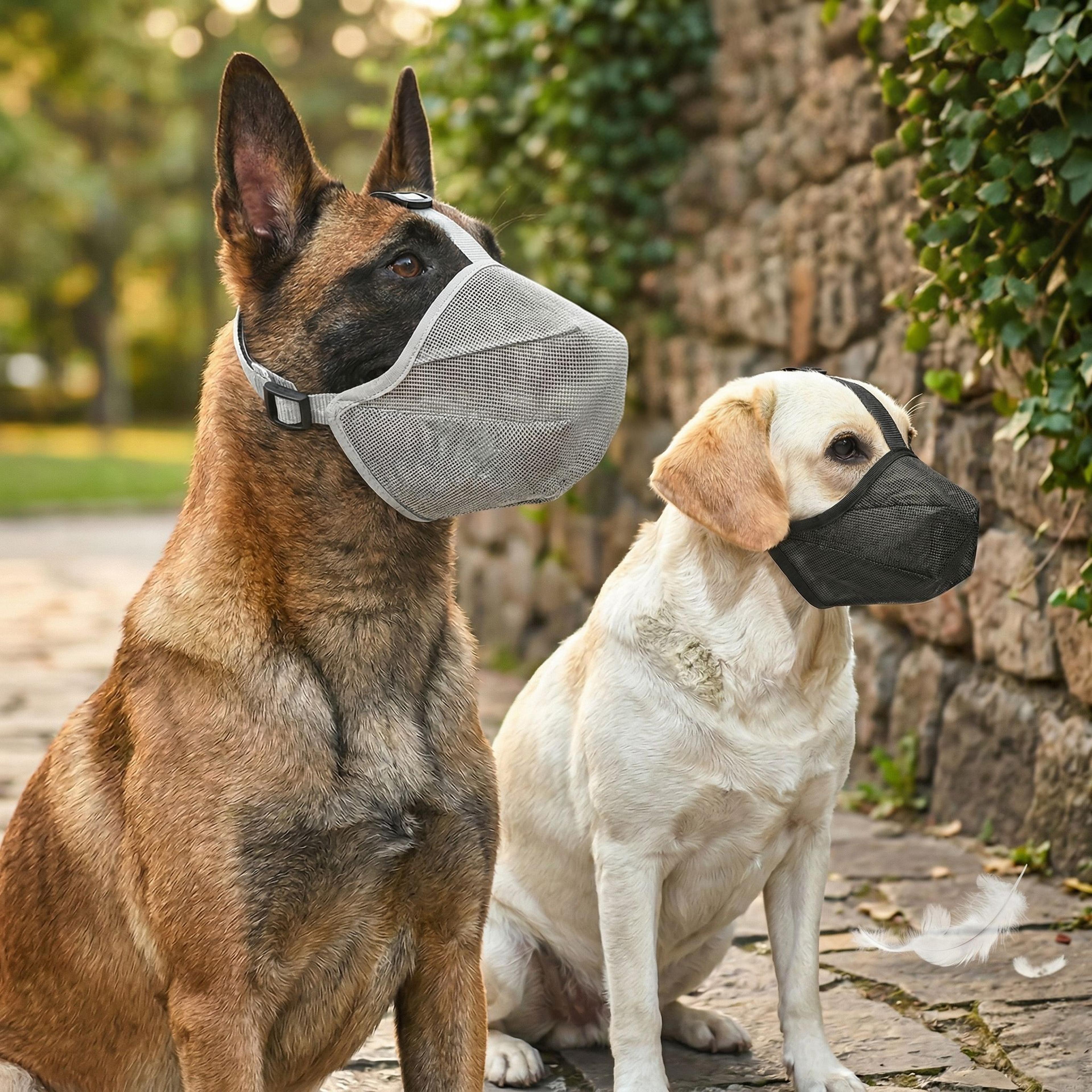 adjustable breathable pet dog muzzle, anti-bark bite mesh mouth cover