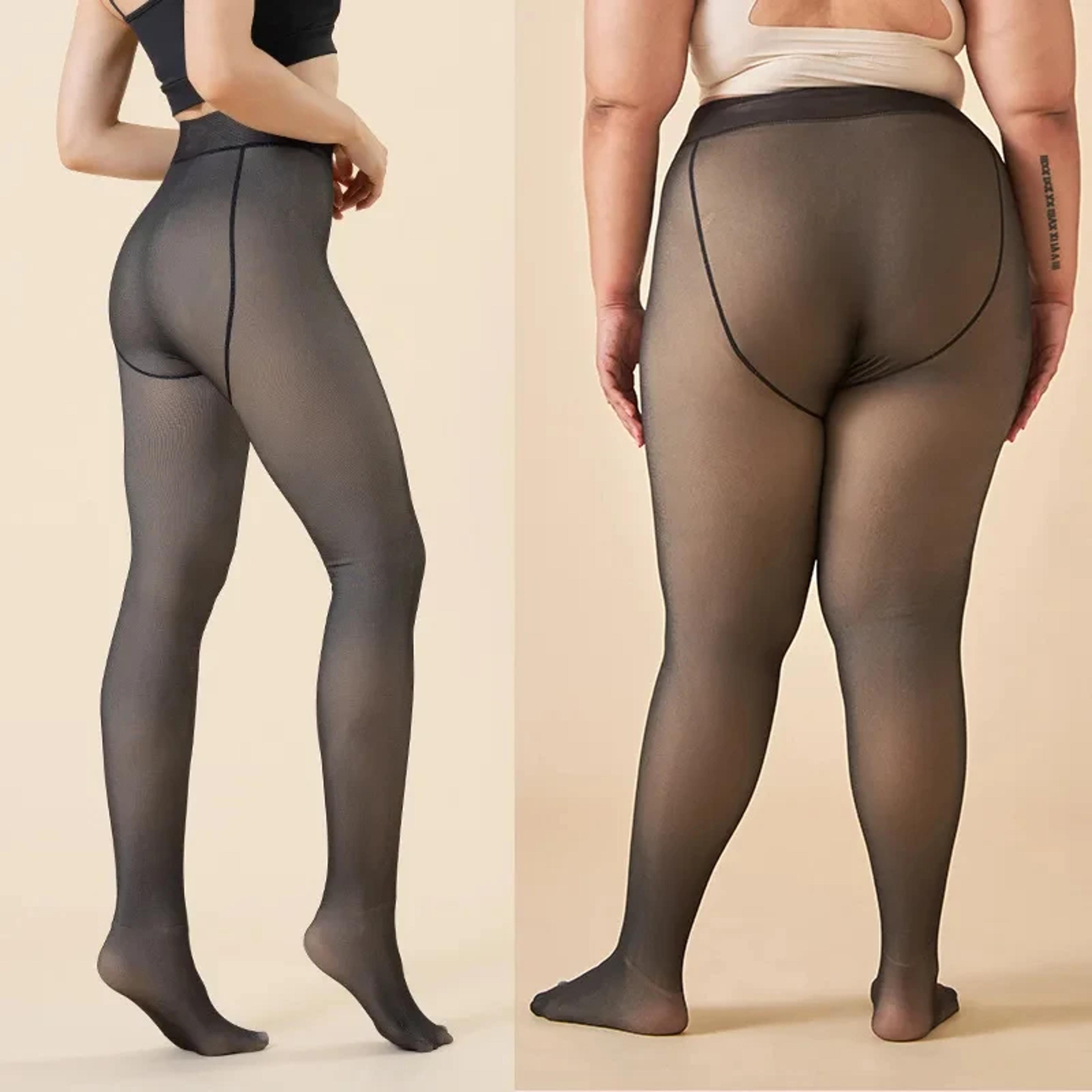 Womens Warm Thick FleeceLined Winter Tights Faux Sheer Thermal Leggings Sexy Skin Effect Leggings 4