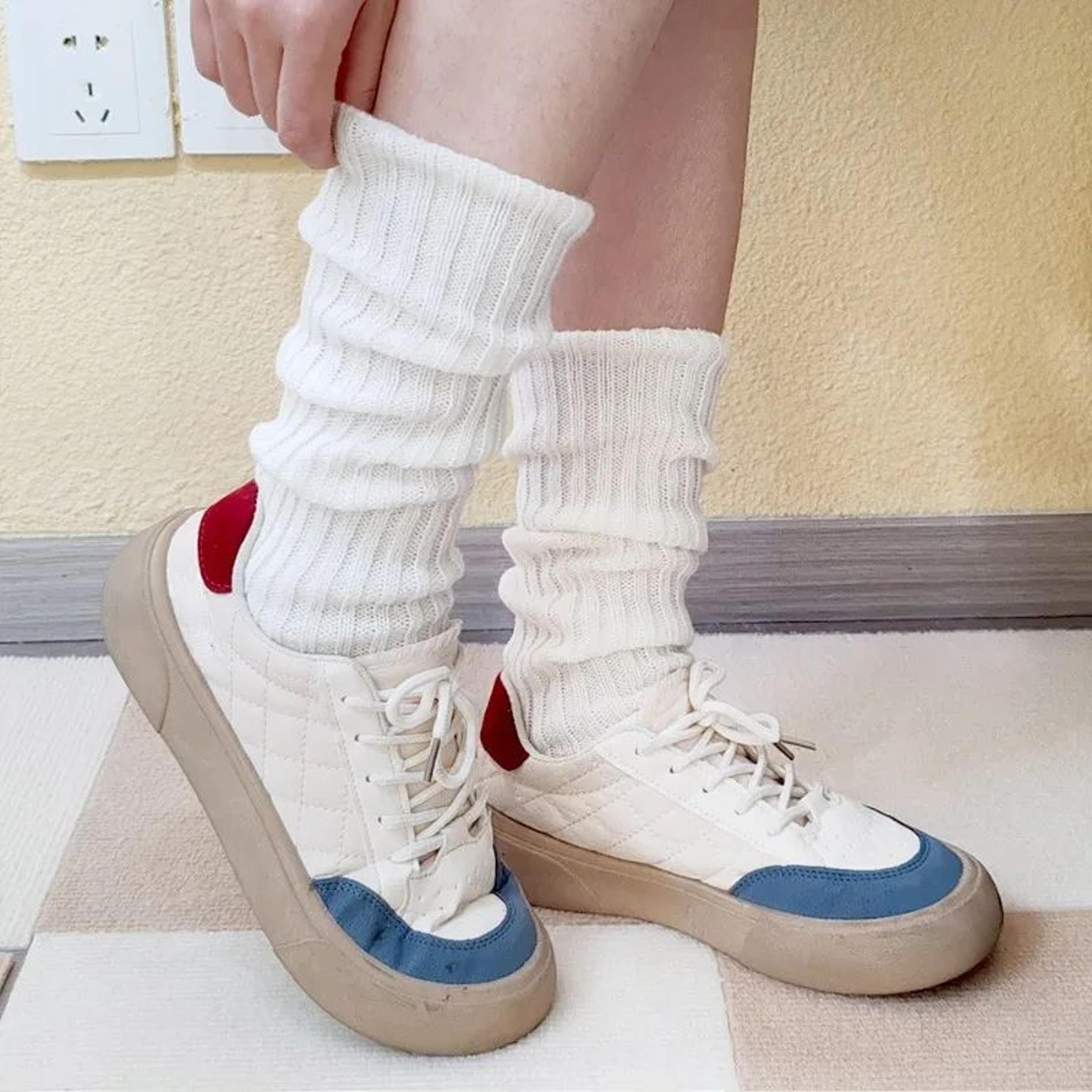 Leg Warmers For Women Soft Knitted Pleated Long Boot Socks For Winter Warm Knitted Knee High Socks 3